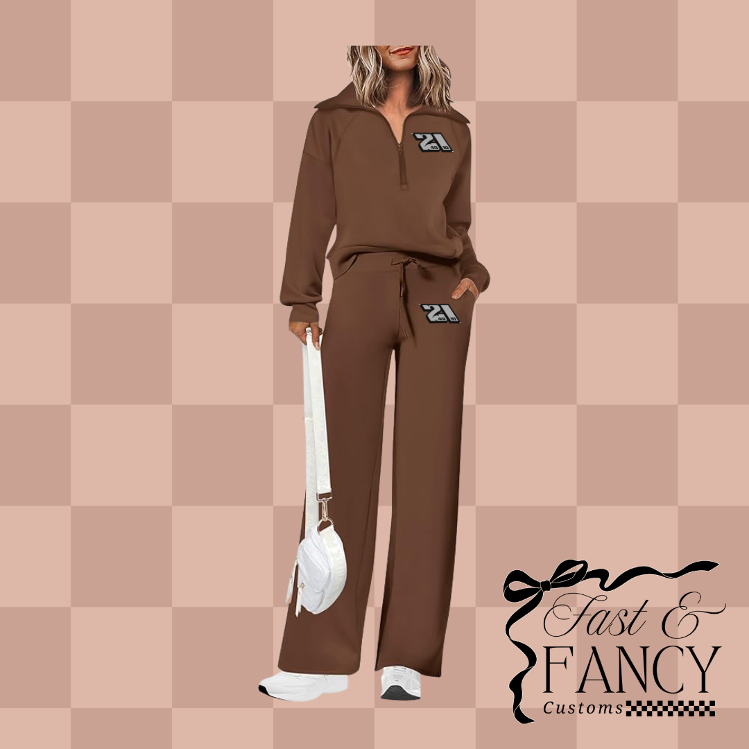 Brown Quarter Zip Set