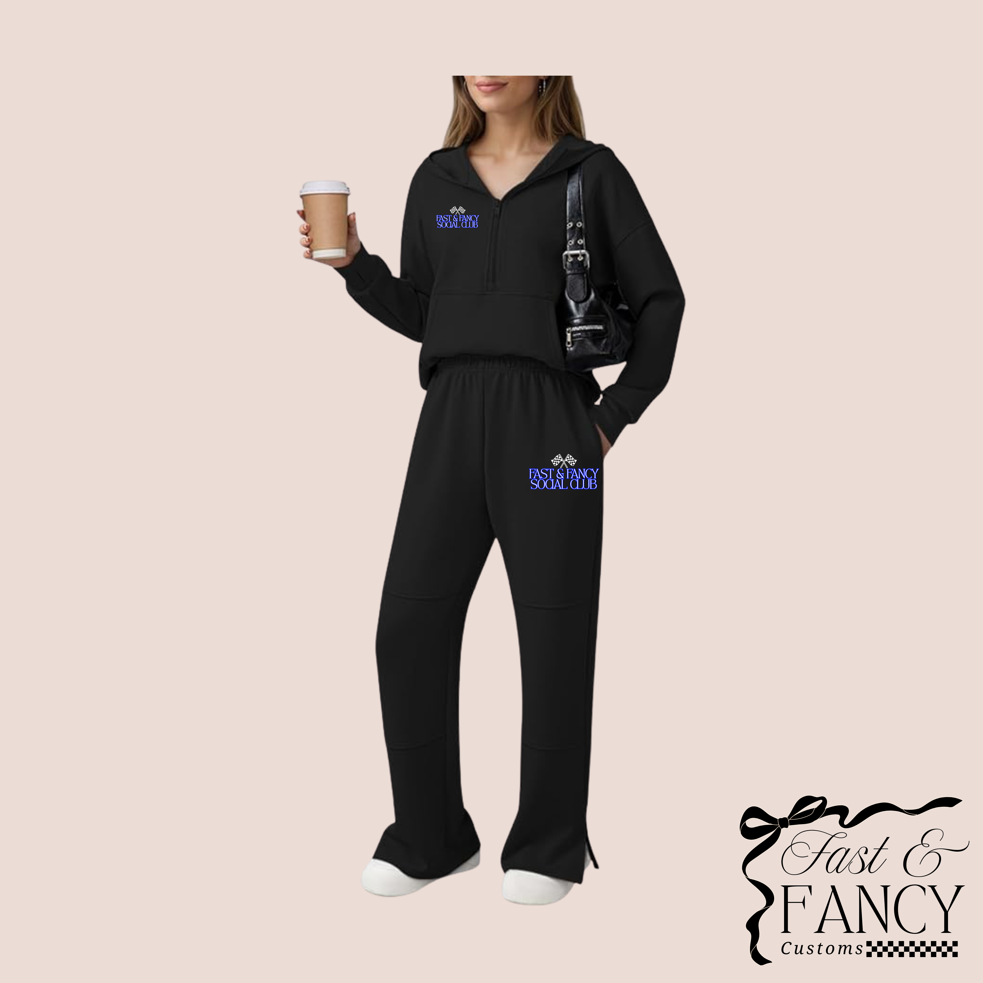Black Quarter Zip Set