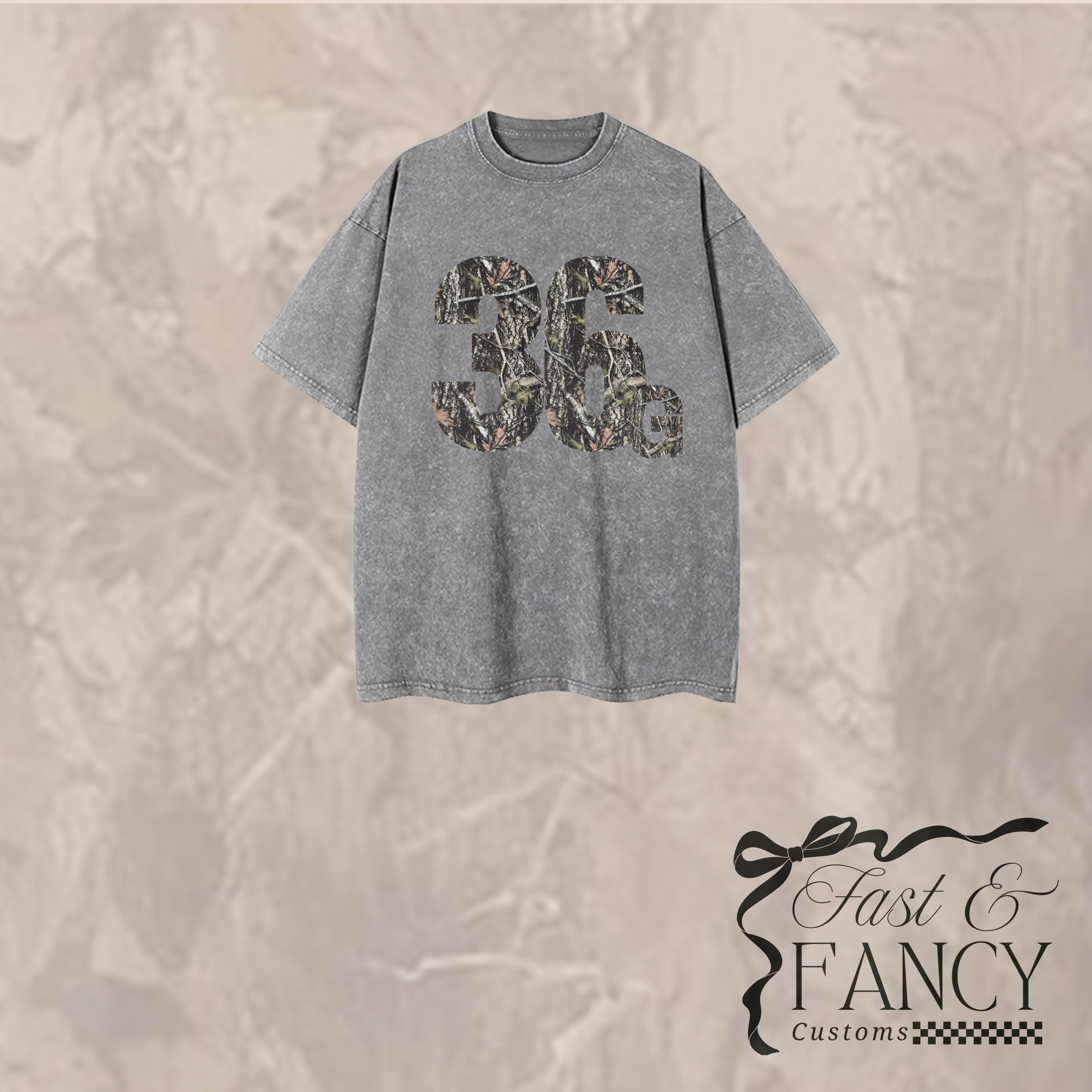 Acid Wash Oversized Camo Number T-Shirt
