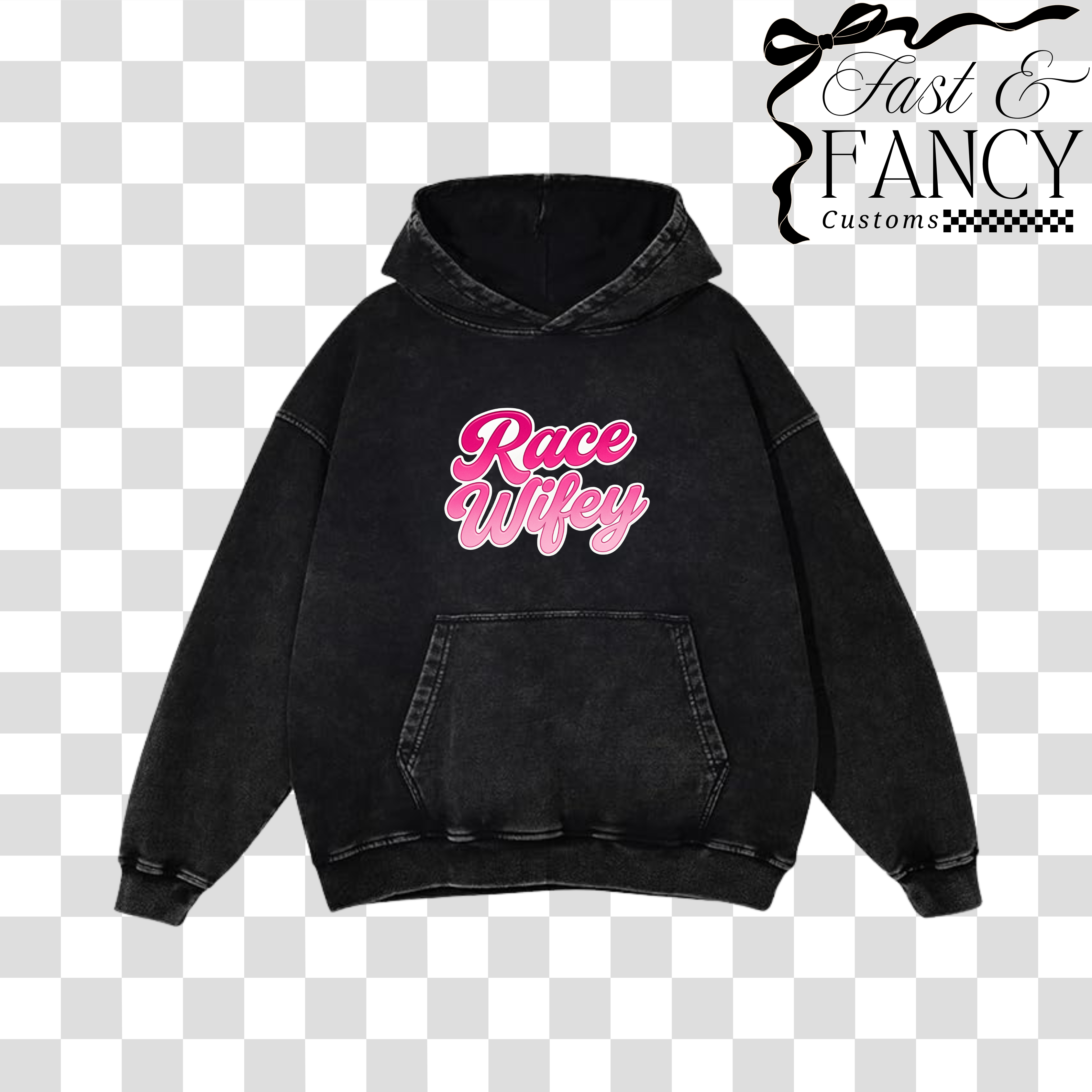 Oversized Black Acid Wash Hoodie