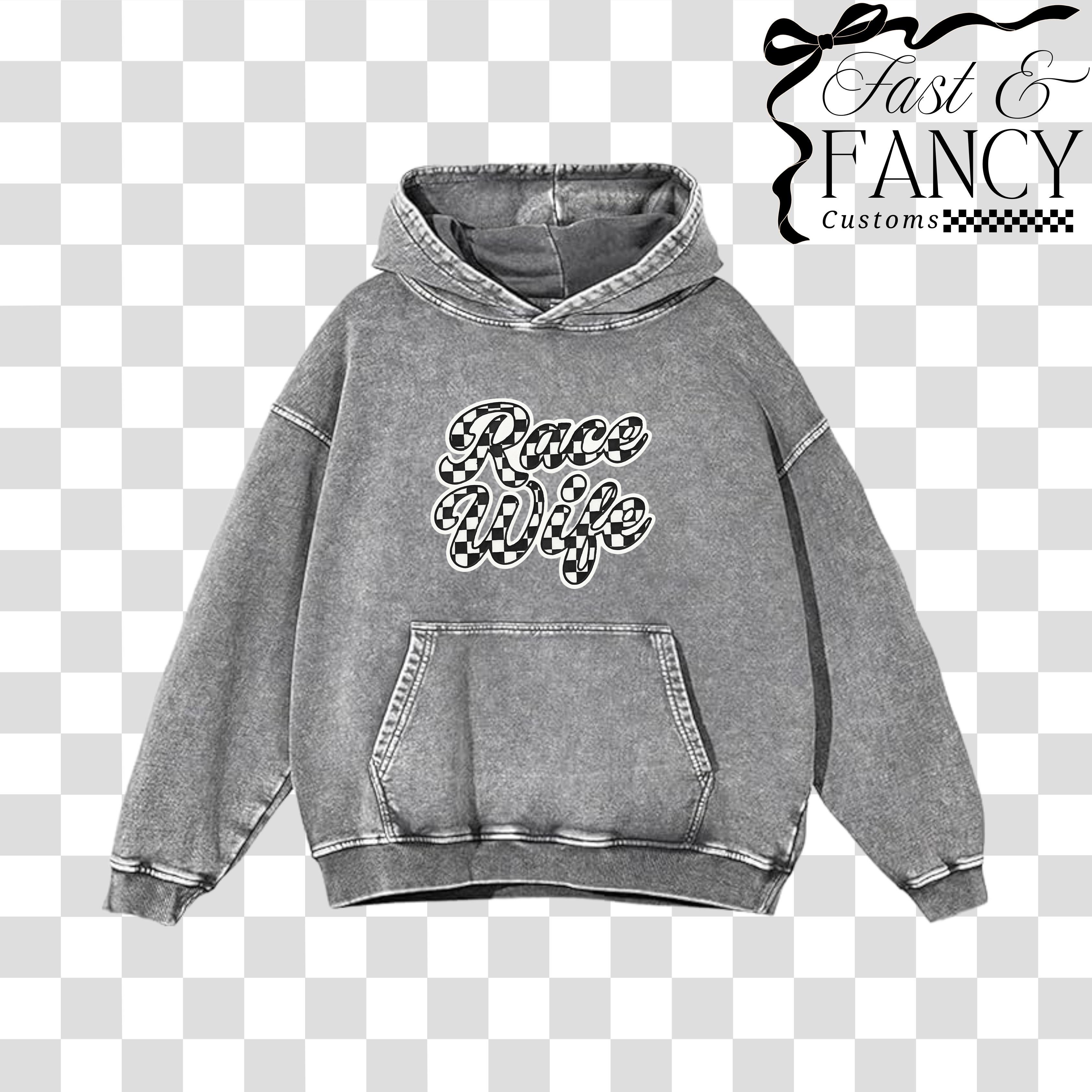Oversized Grey Acid Wash Hoodie