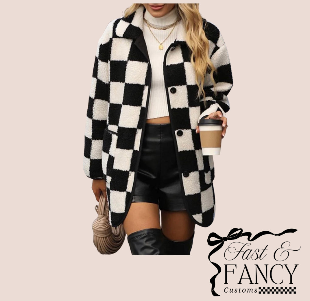 Black and White Sherpa Jacket