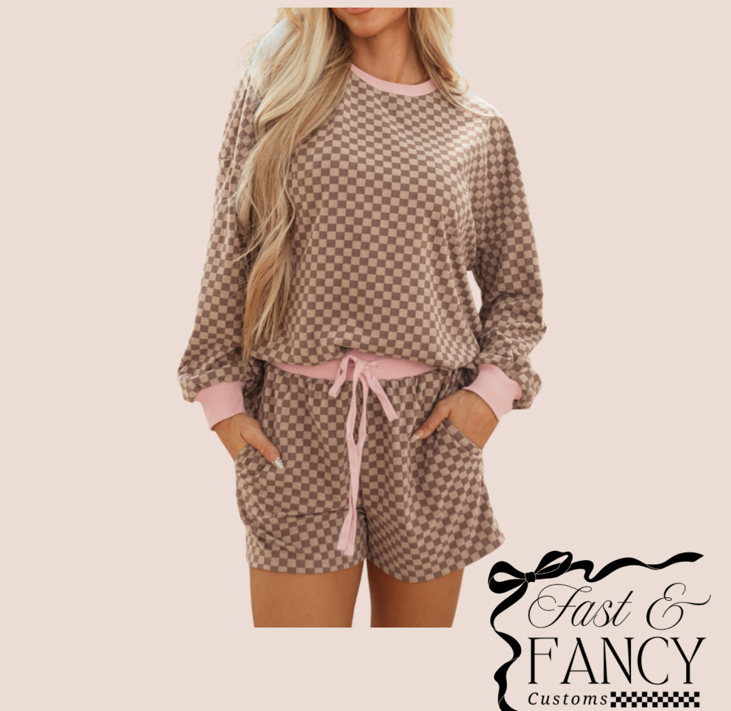 Brown Checkered Set Blank