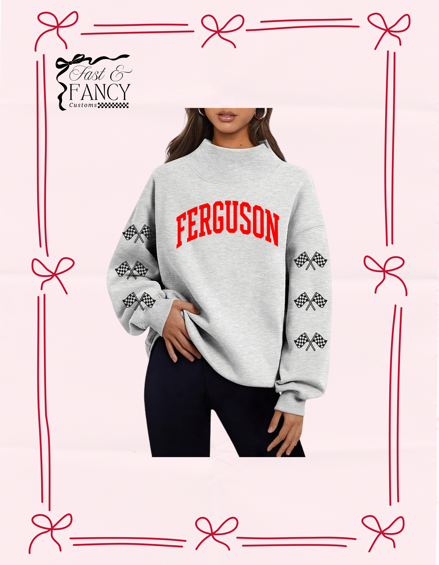 Grey Mockneck Checkered Flag Sleeve