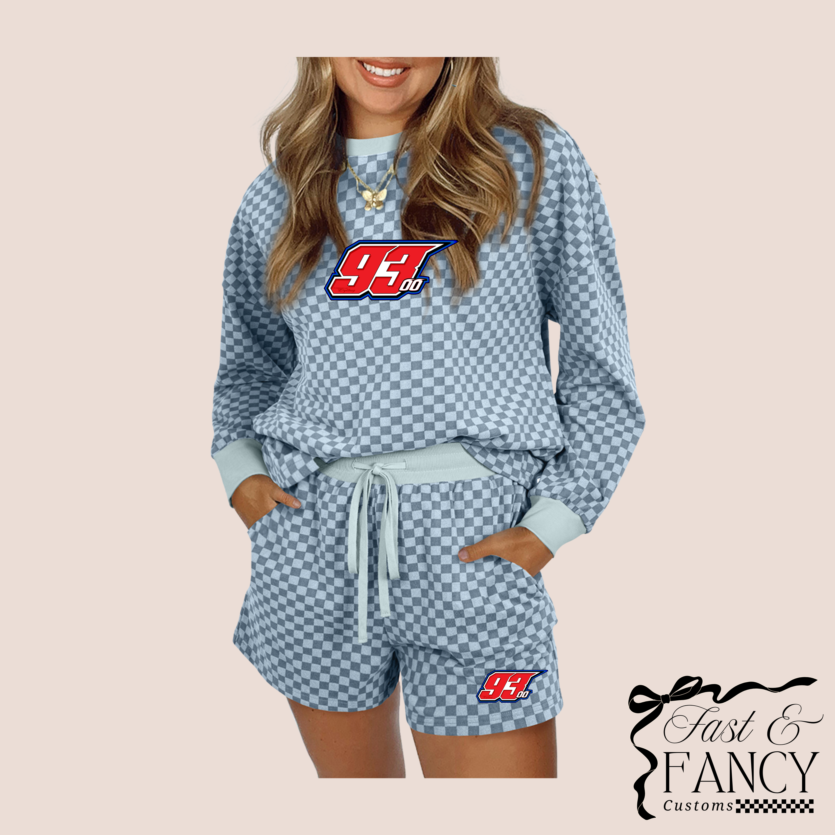 Customized Blue Checkered Set