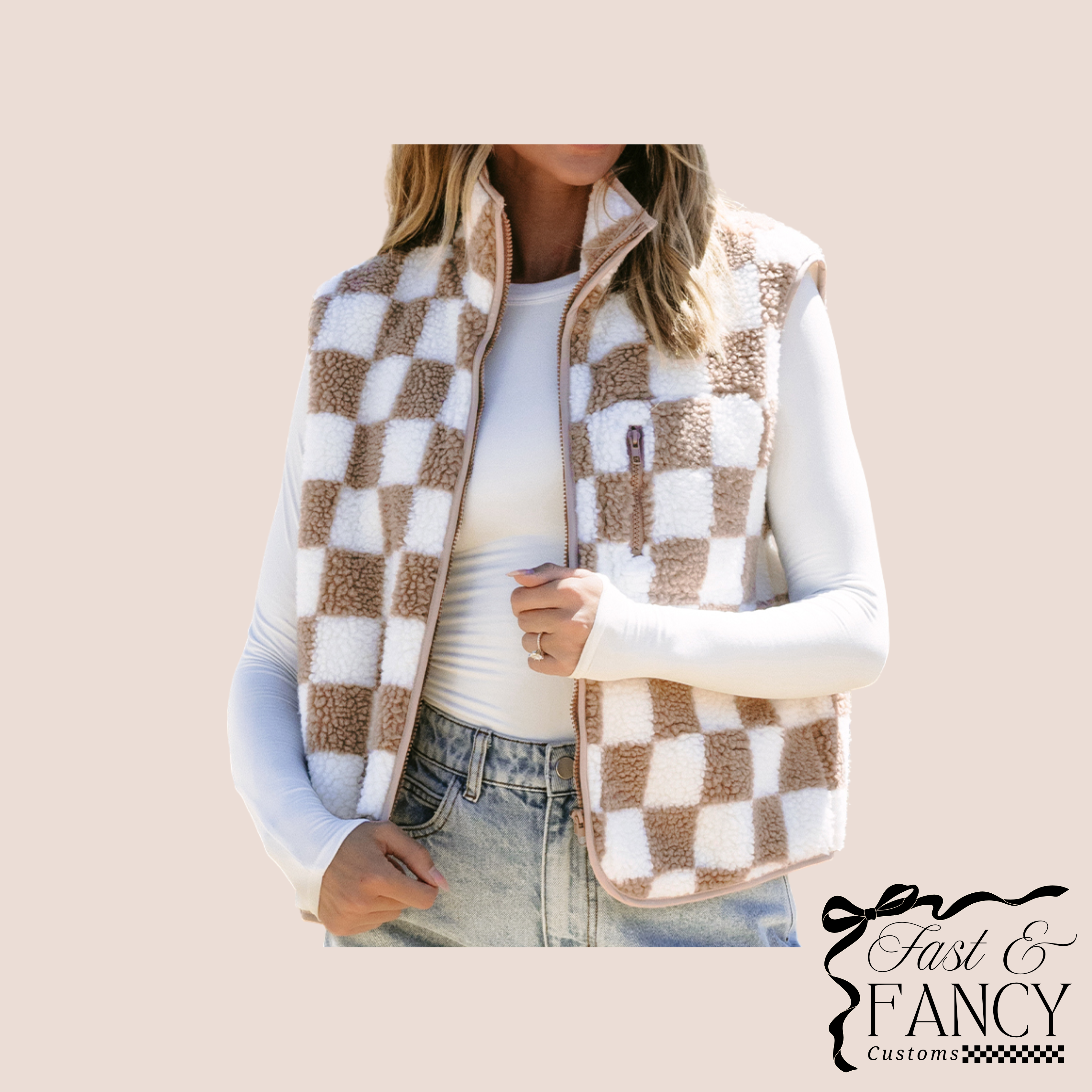 Tan Checkered Vest
