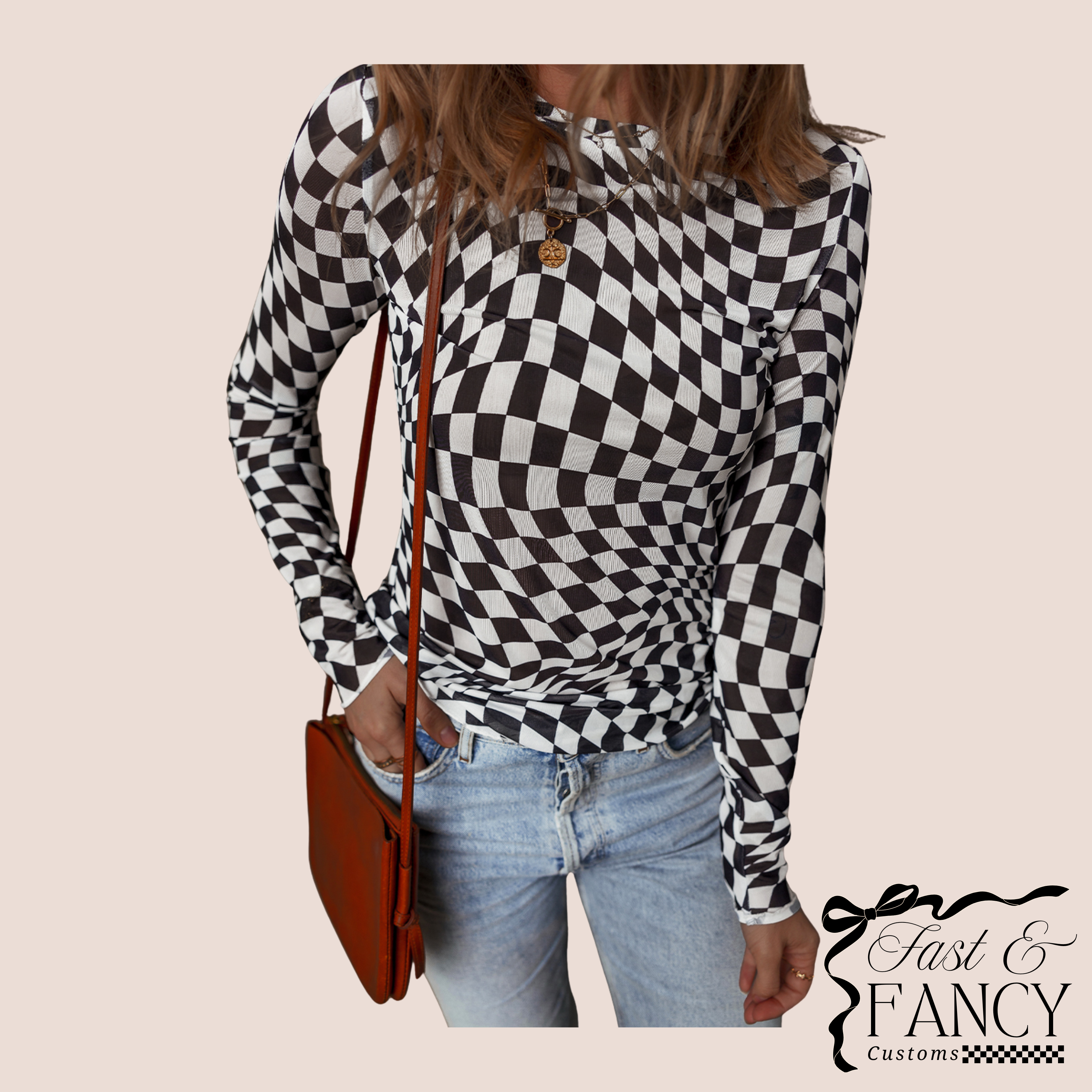 Checkered Sheer Undershirt