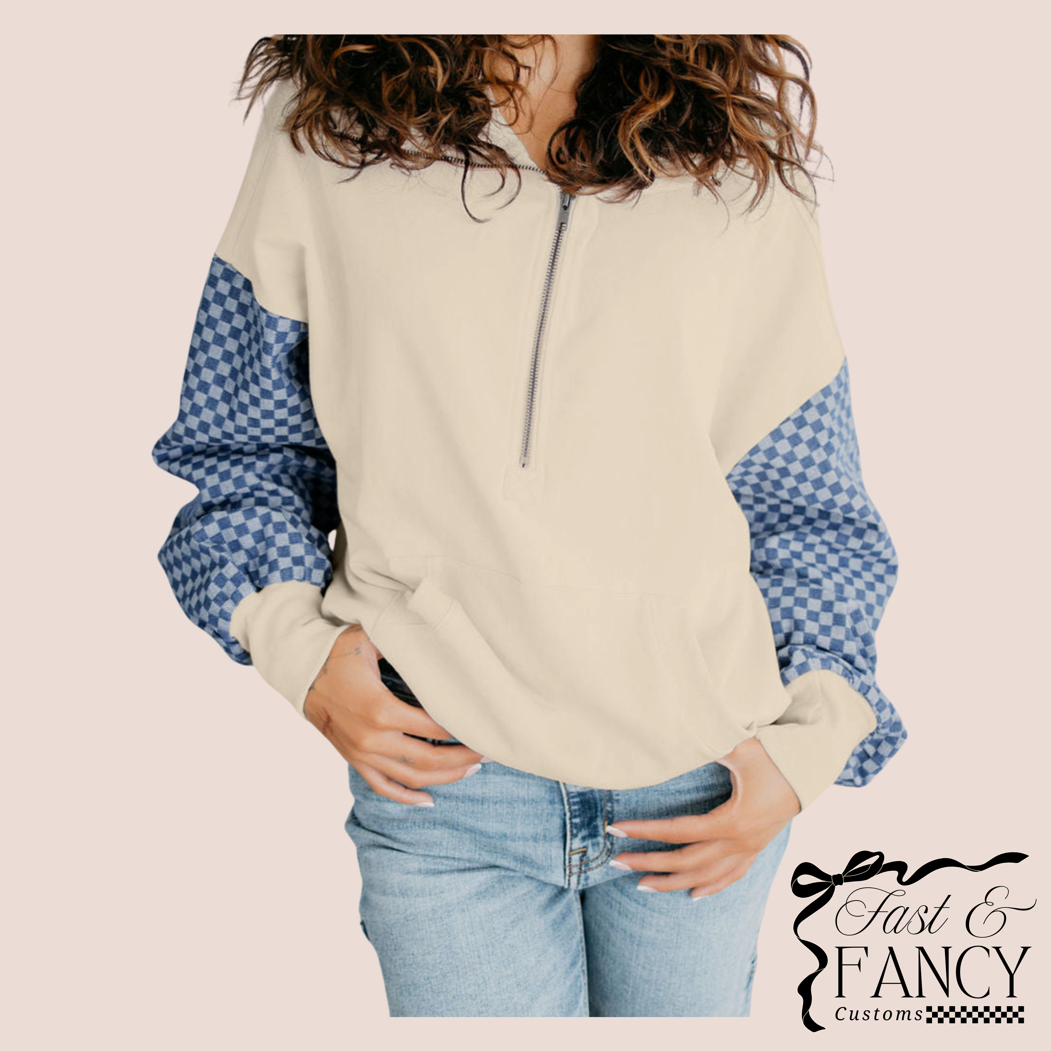 Tan Checkered Pullover