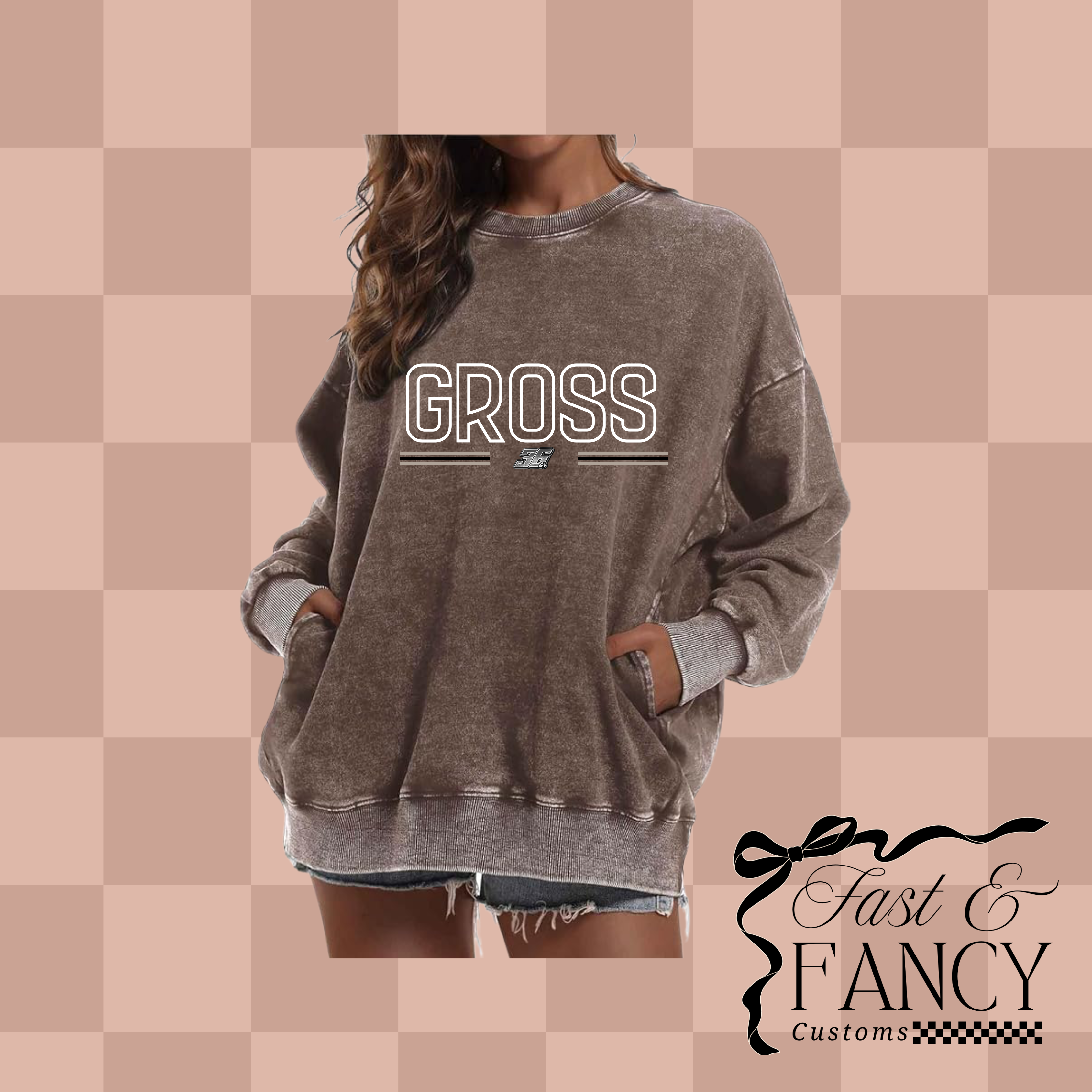 Brown Acid Wash Crewneck