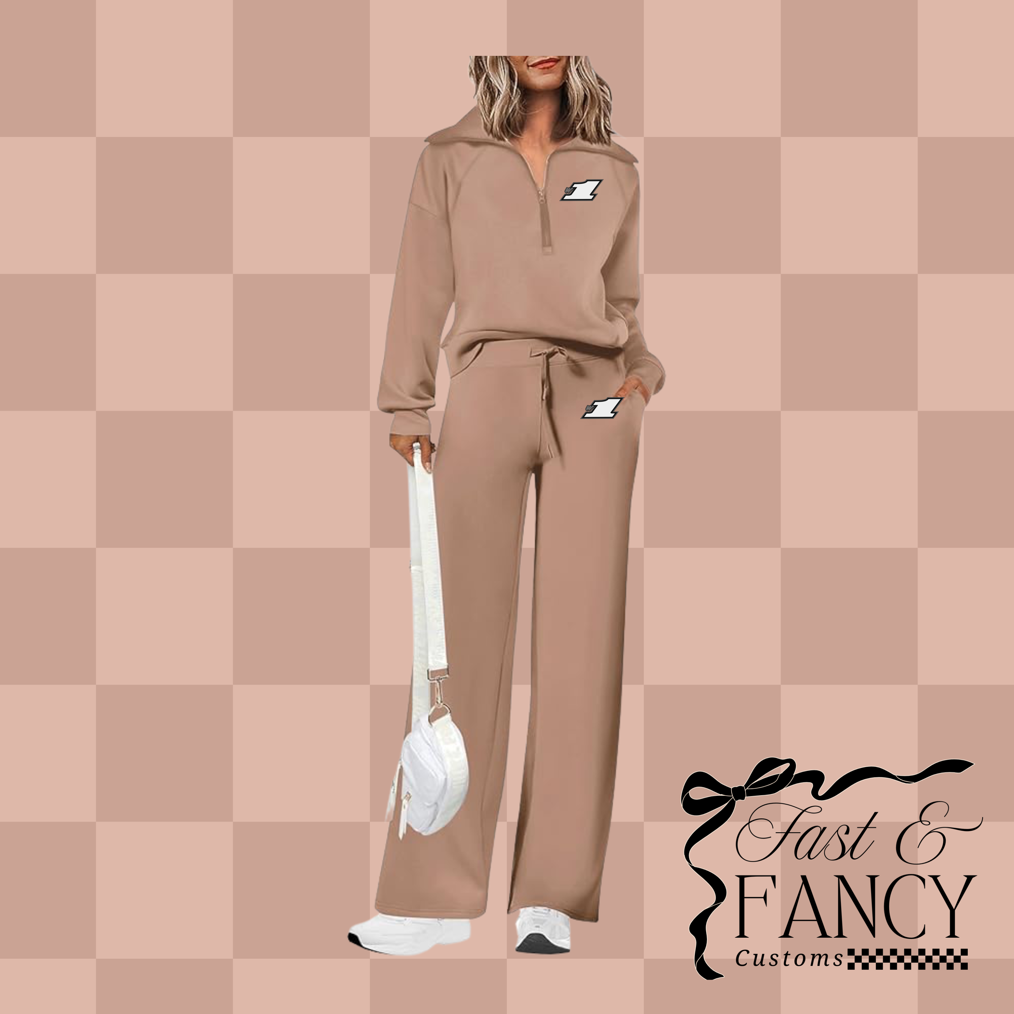 Tan Quarter Zip Set