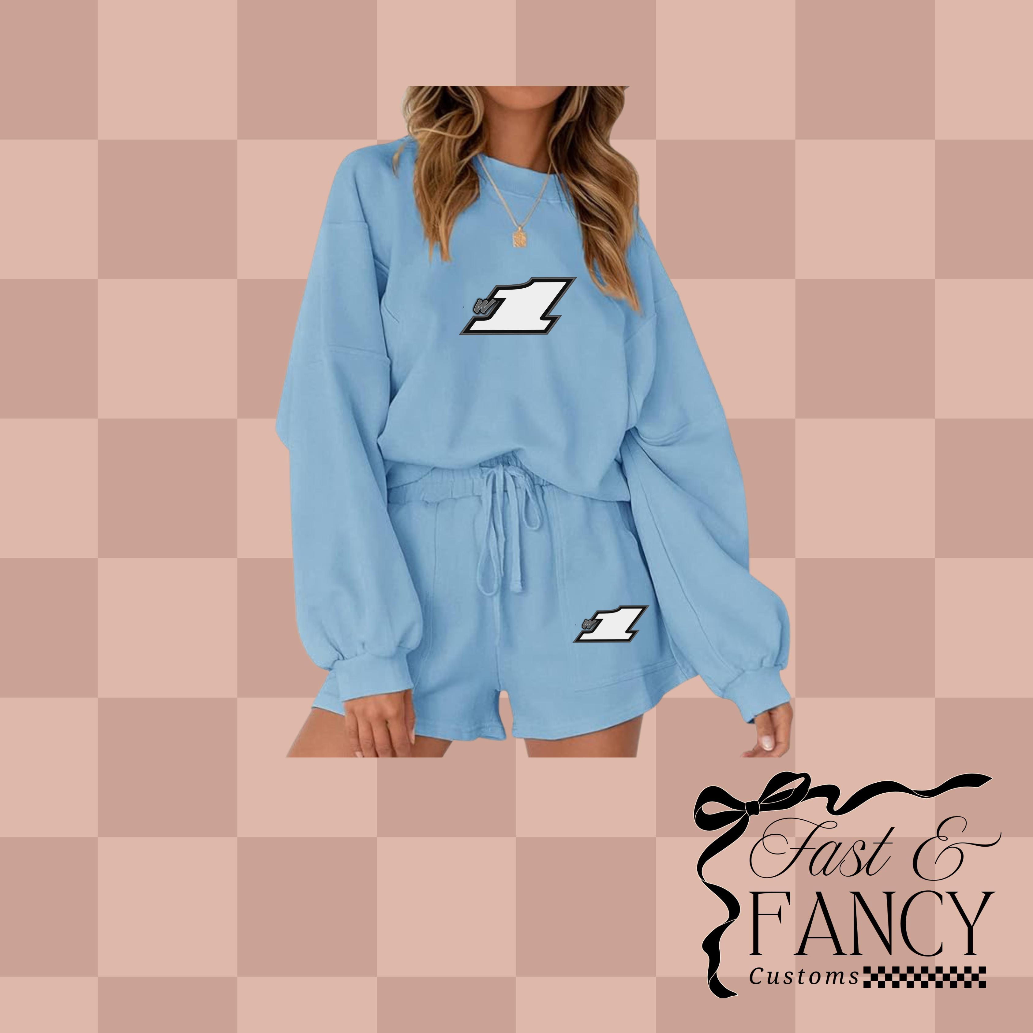 Blue Long Sleeve & Shorts Set