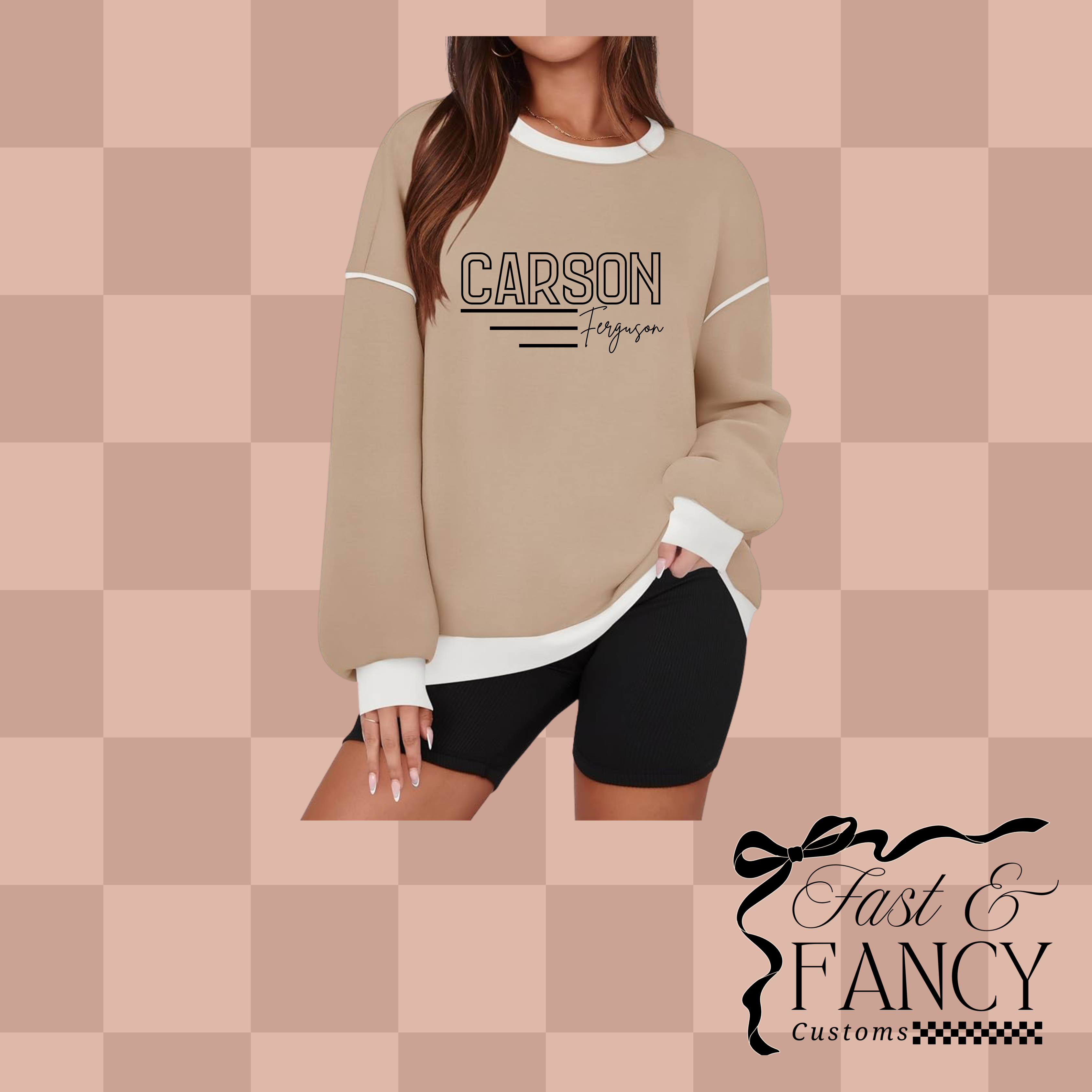 Light Khaki Two-Toned Oversized Crewneck