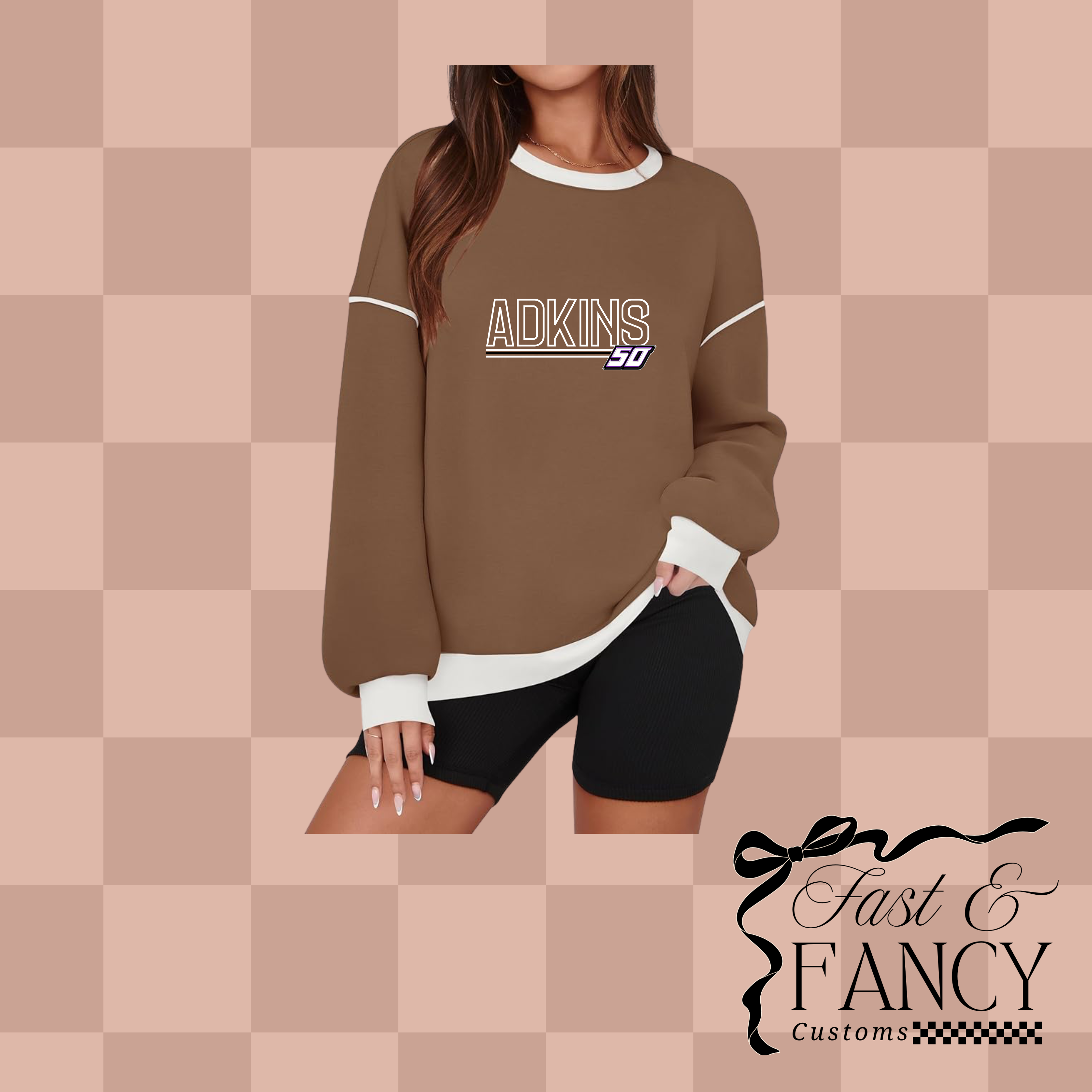 Brown Two-Toned Oversized Crewneck