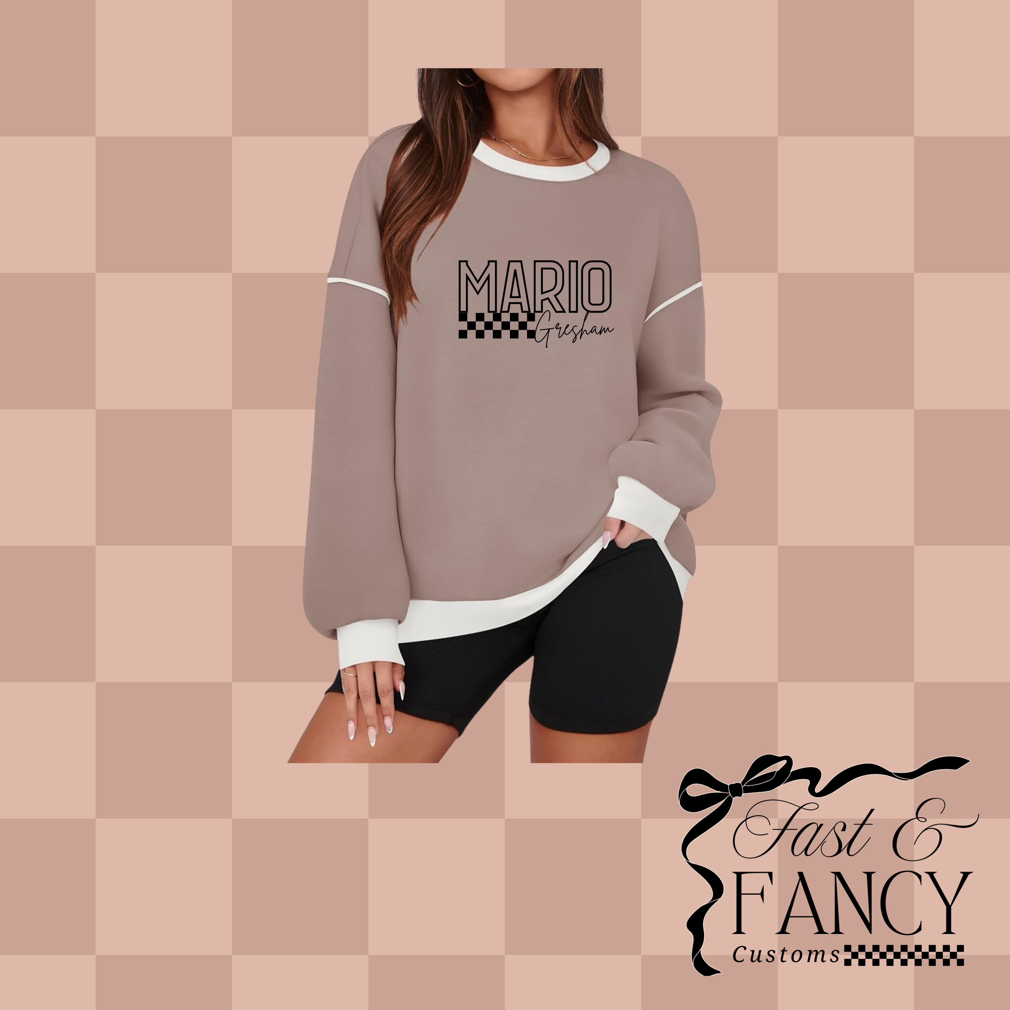 Sand Two-Toned Oversized Crewneck