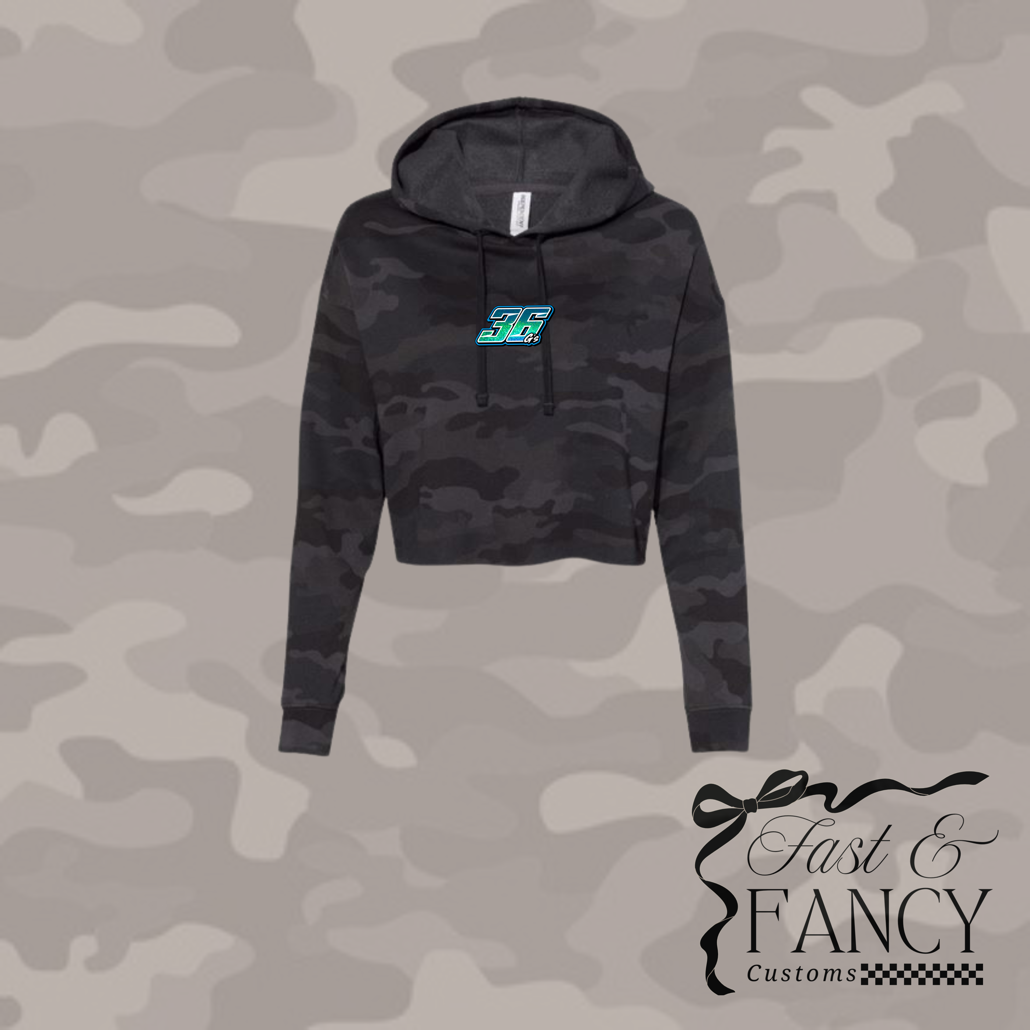 Black Camo Cropped Hoodie