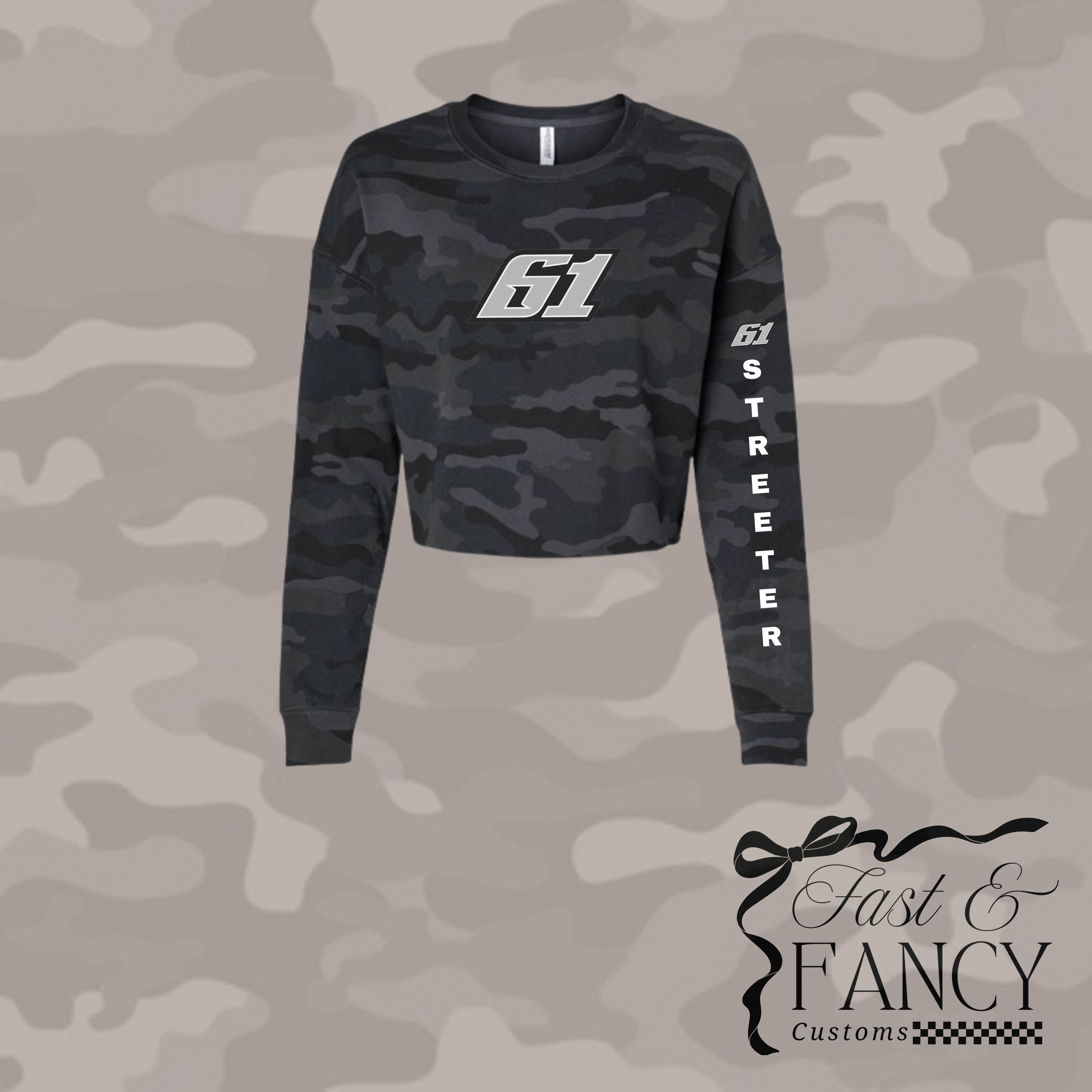 Black Camo Cropped Crewneck