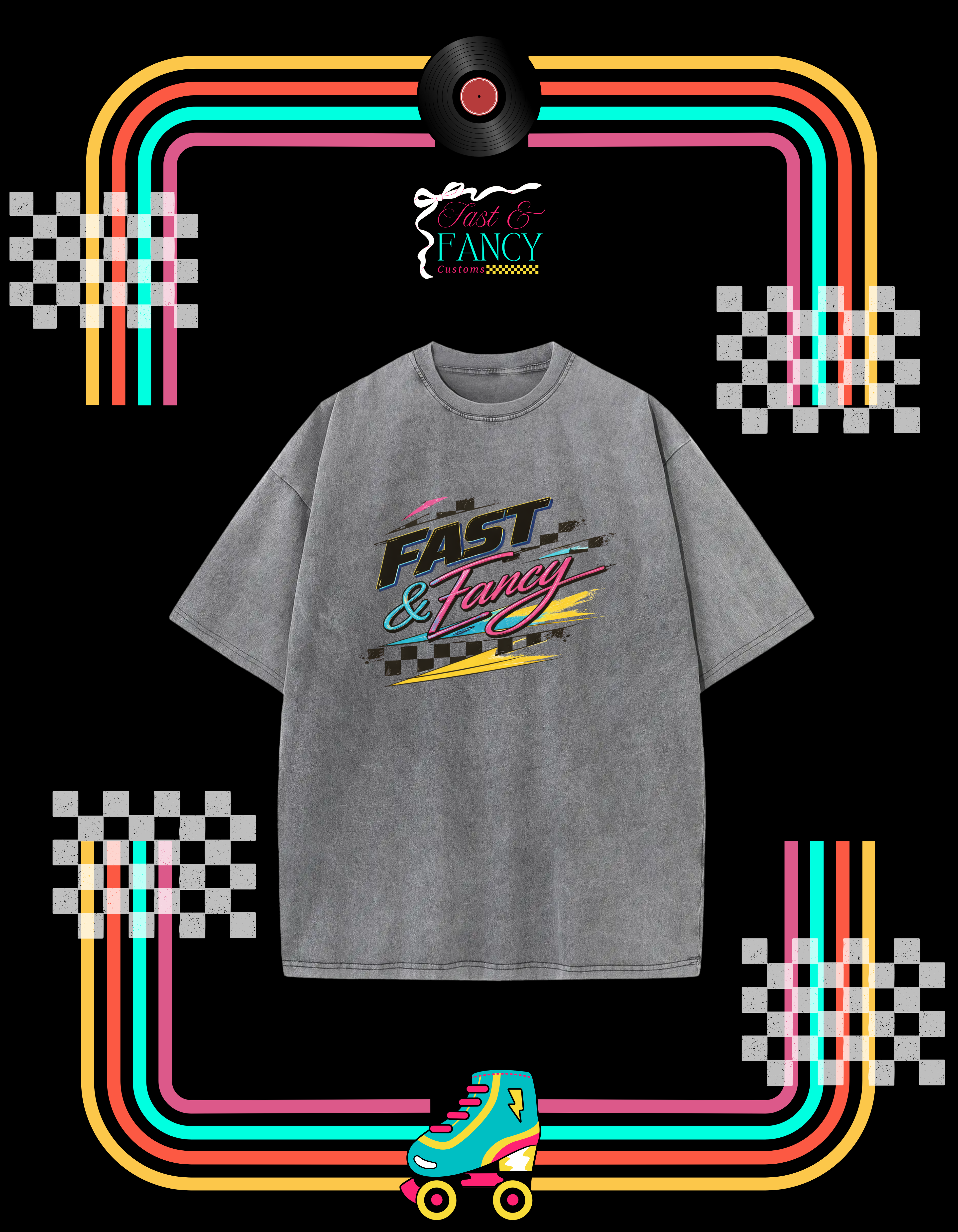 Oversized Acid Wash Fast & Fancy Tee