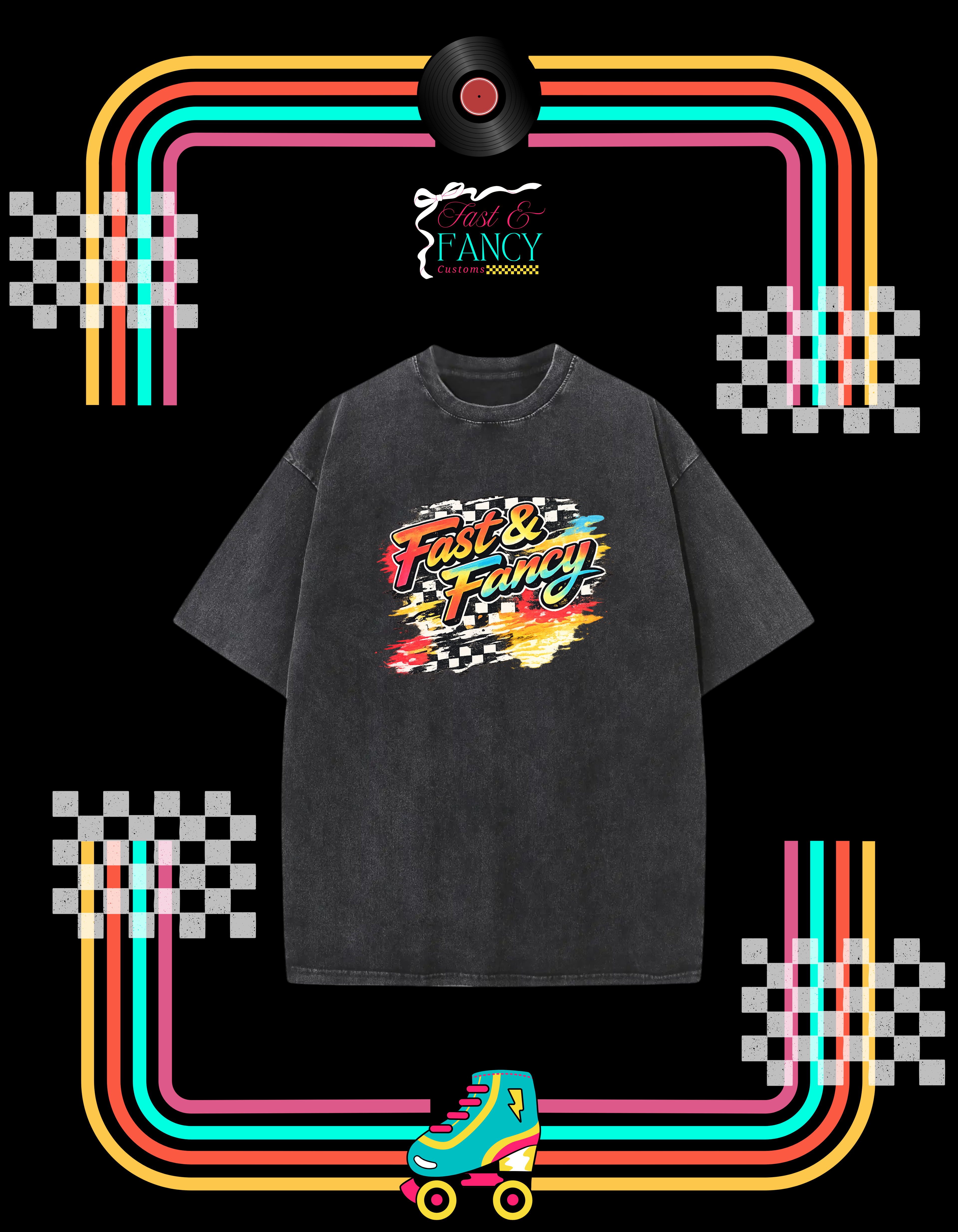 Oversized Acid Wash Fast & Fancy Tee