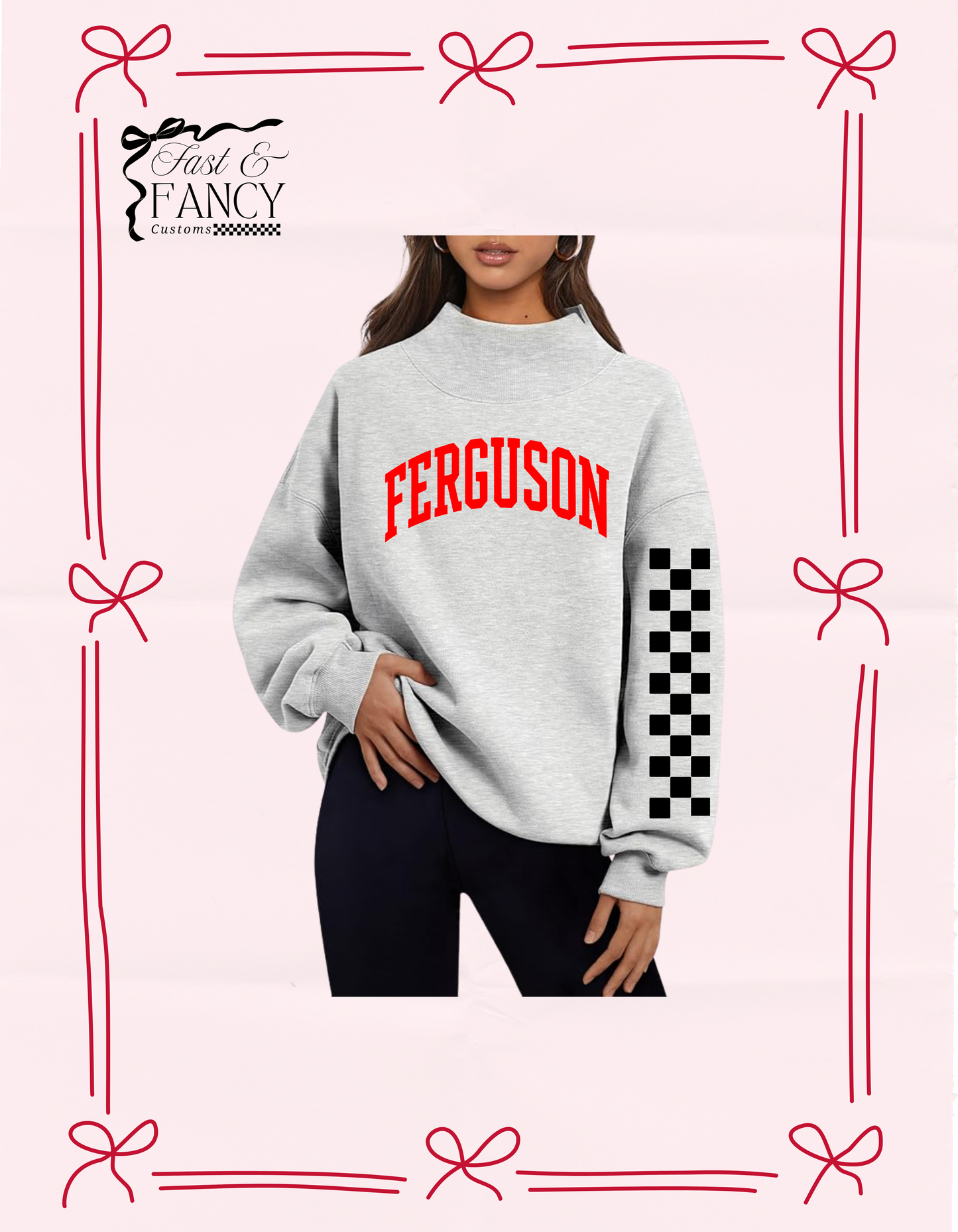 Grey Mockneck Checkered Sleeve