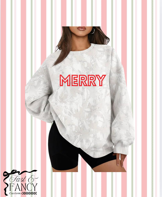 Oversized Christmas Camo Crewneck