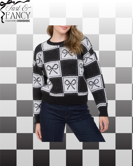 Checkered Bow Sweater