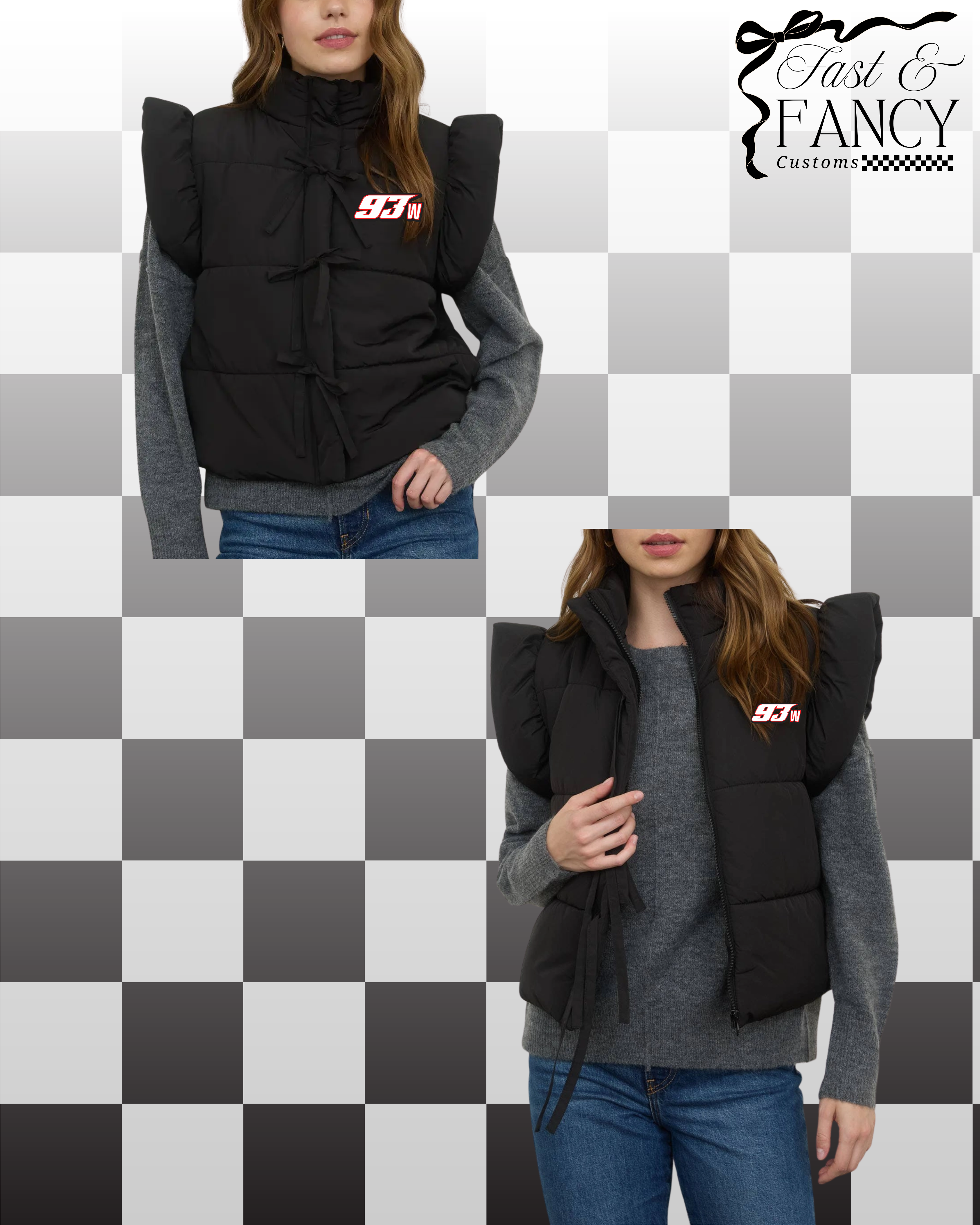 Black Puffer Bow Vest