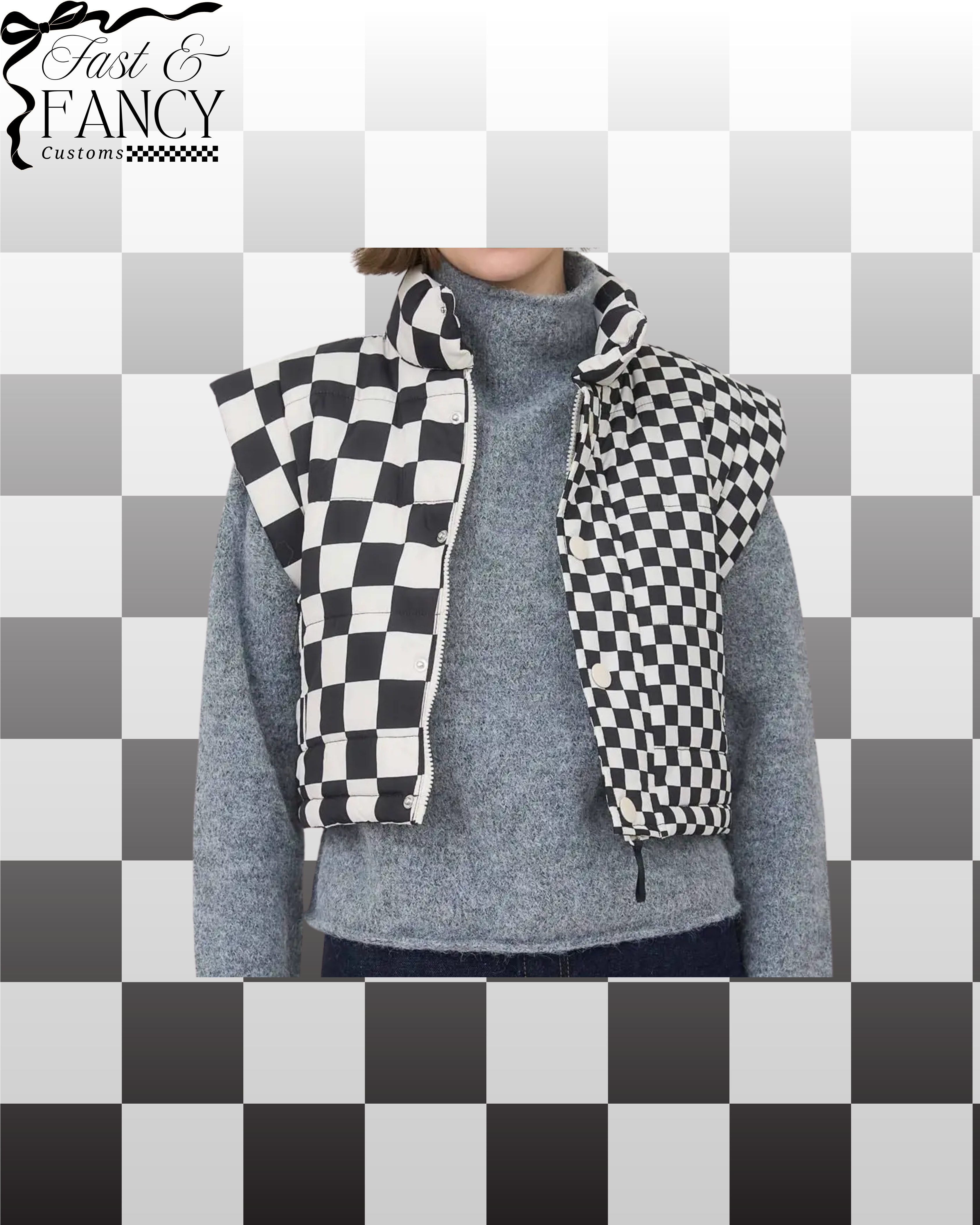 Checkered Cropped Vest