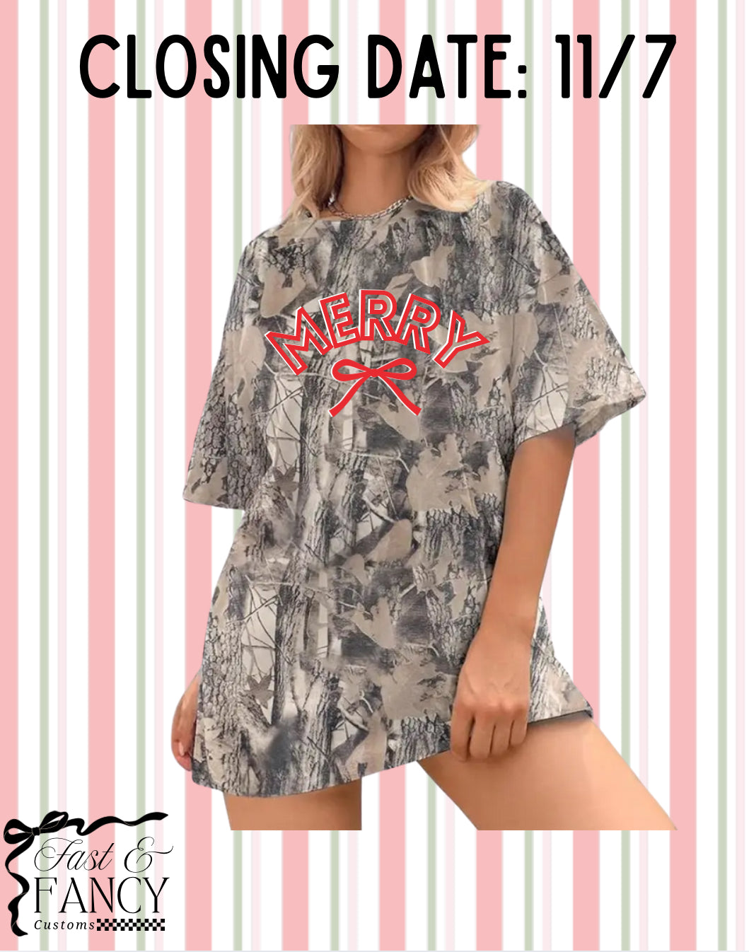 Oversized Christmas Camo Tshirt