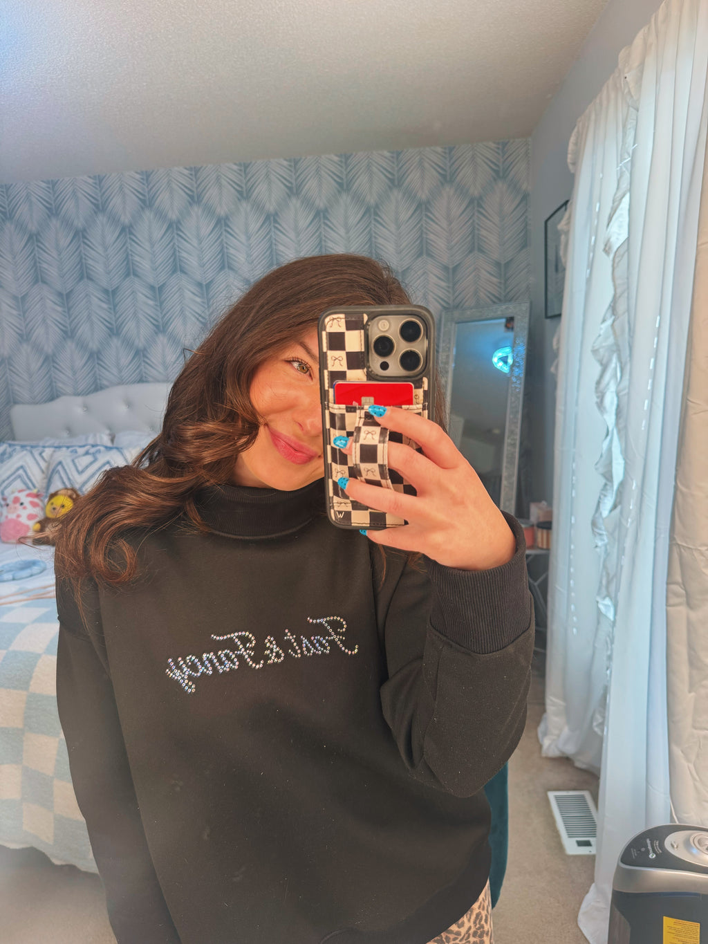 Black Fast & Fancy Rhinestones Mockneck