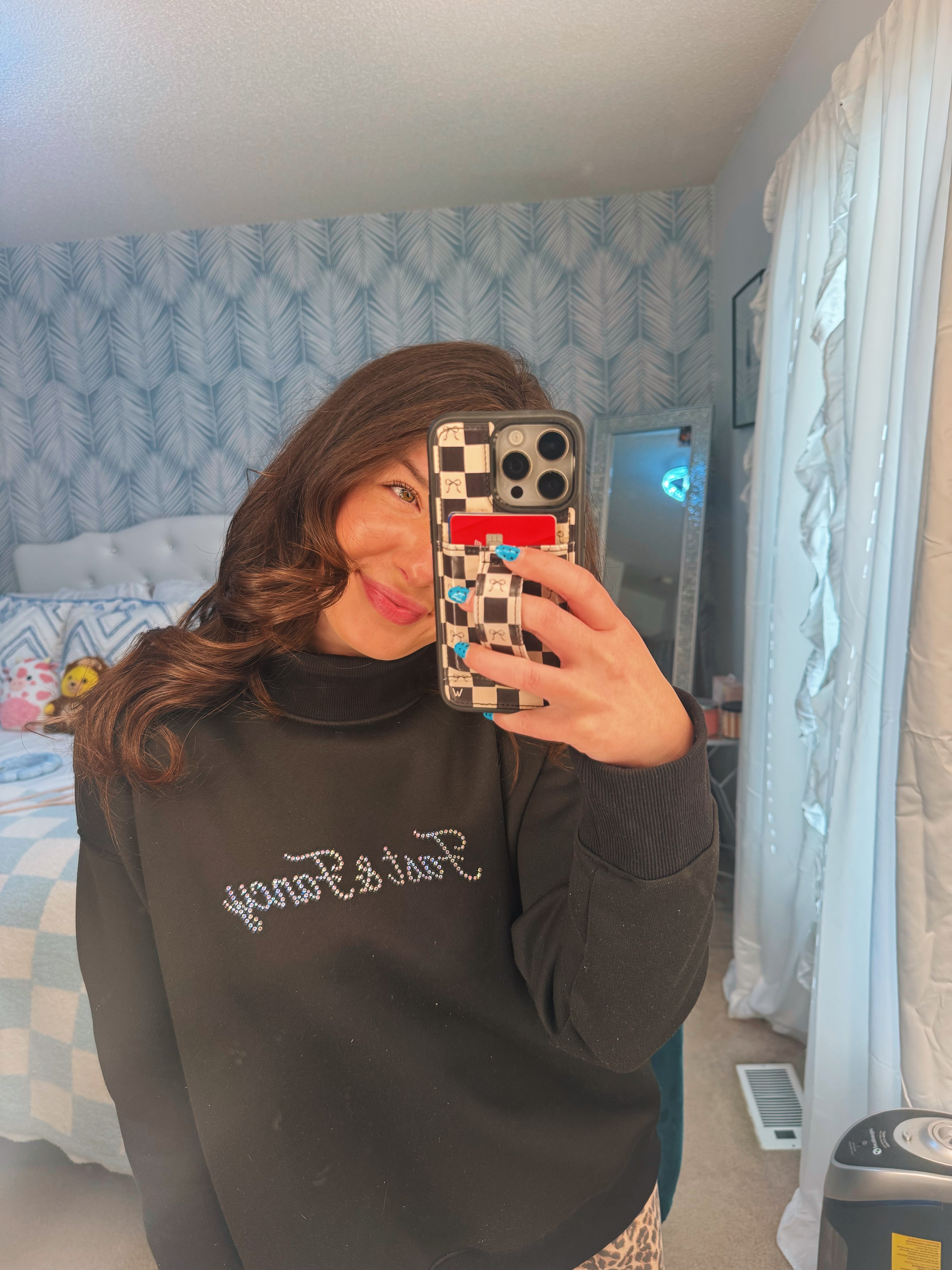 Black Fast & Fancy Rhinestones Mockneck