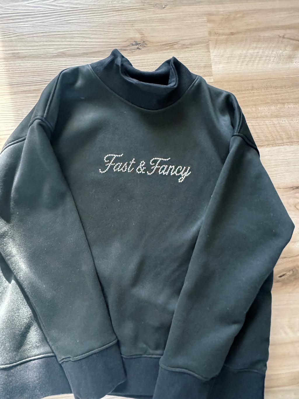 Black Fast & Fancy Rhinestones Mockneck