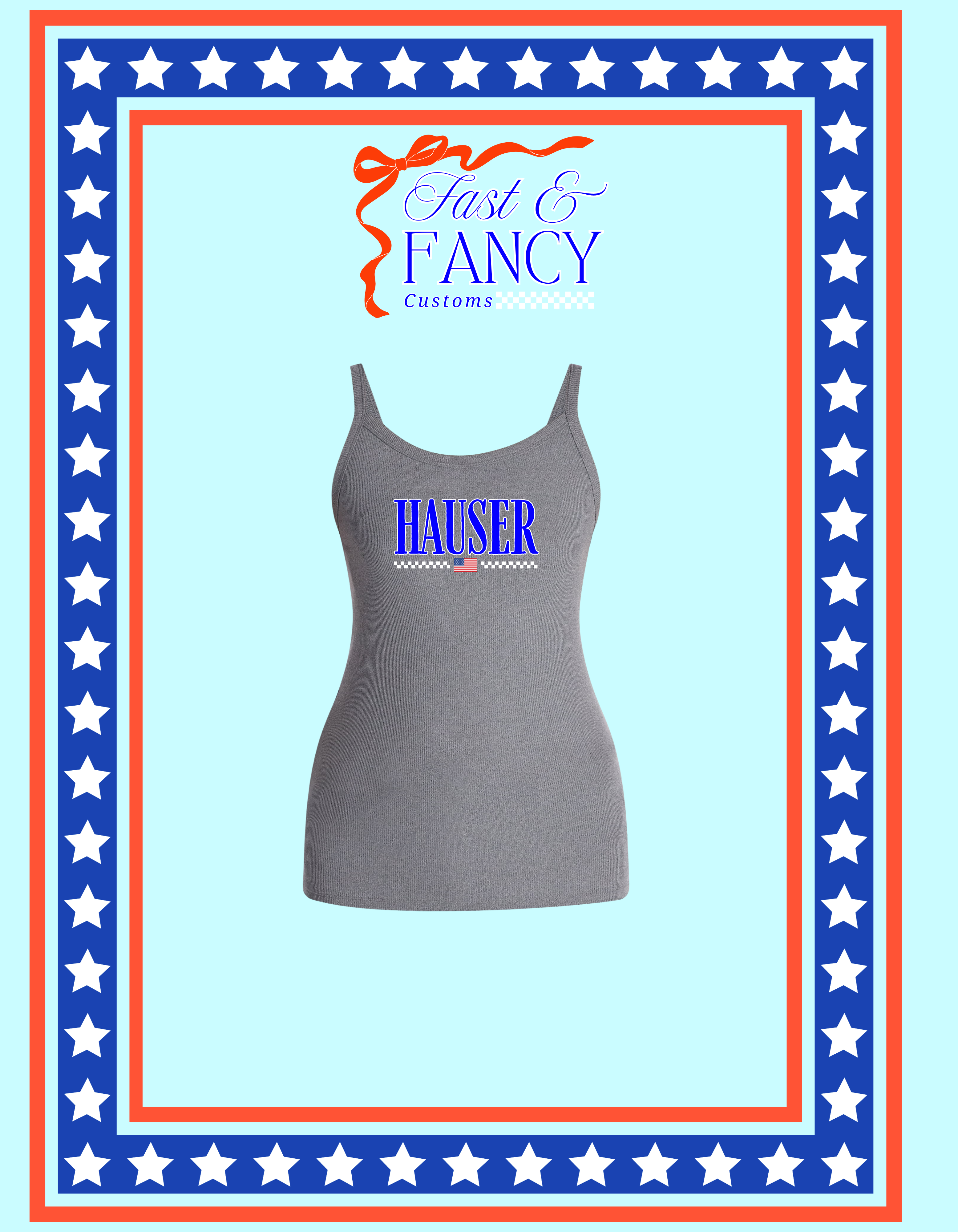 Grey Ribbed Tank USA Design