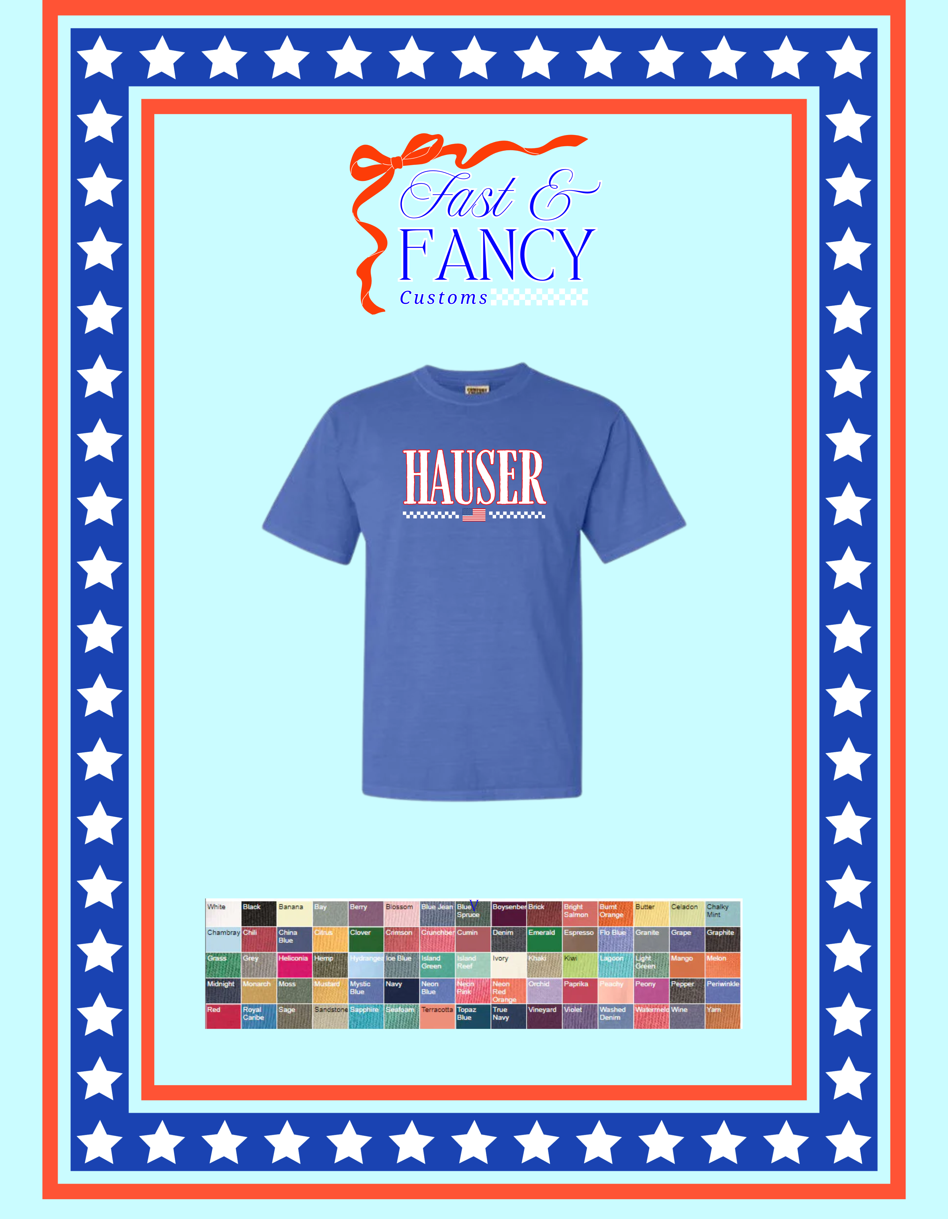 Comfort Color USA Customized Tee (Choose Your Color Tee) (Copy)