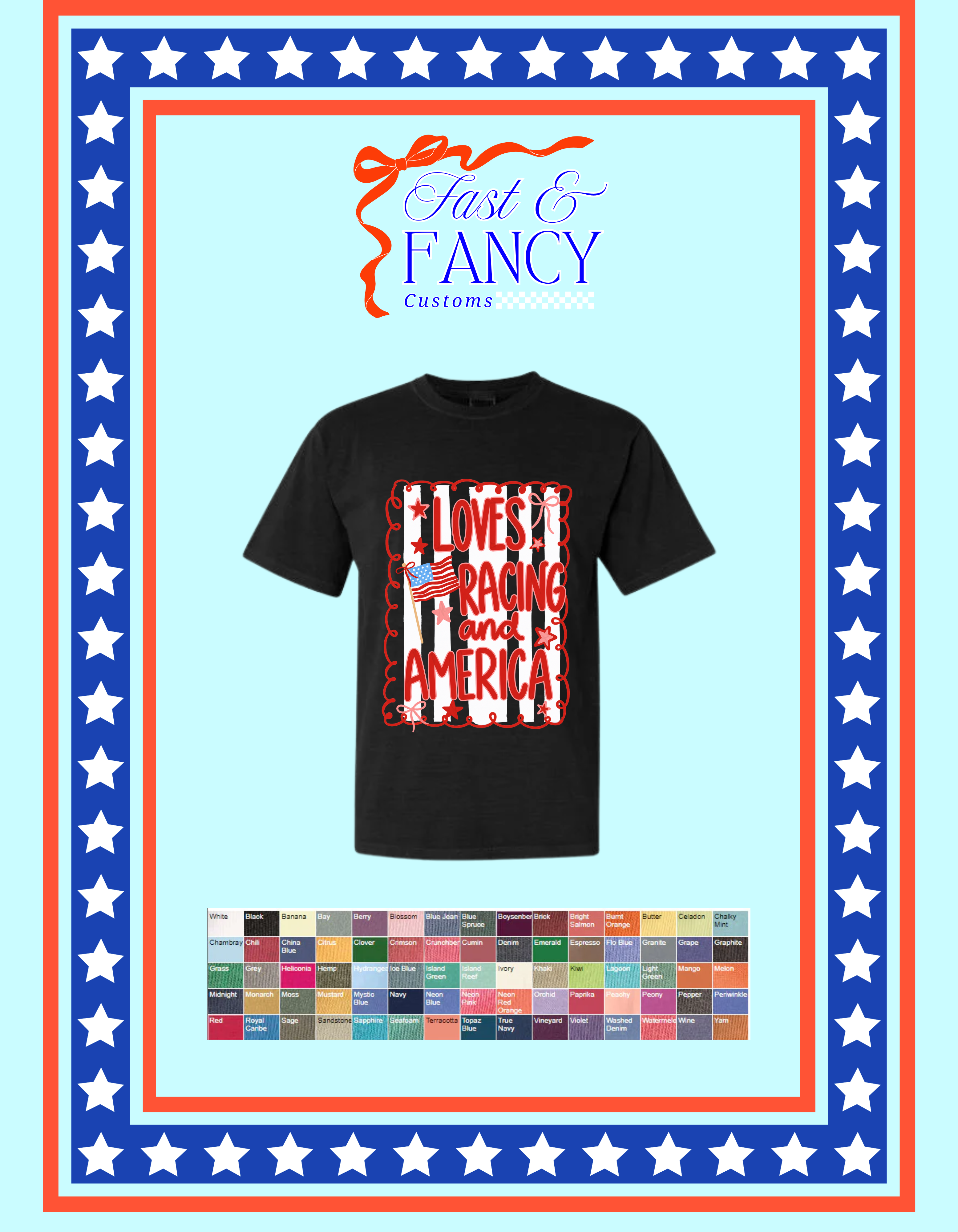 Comfort Color Loves Racing and America