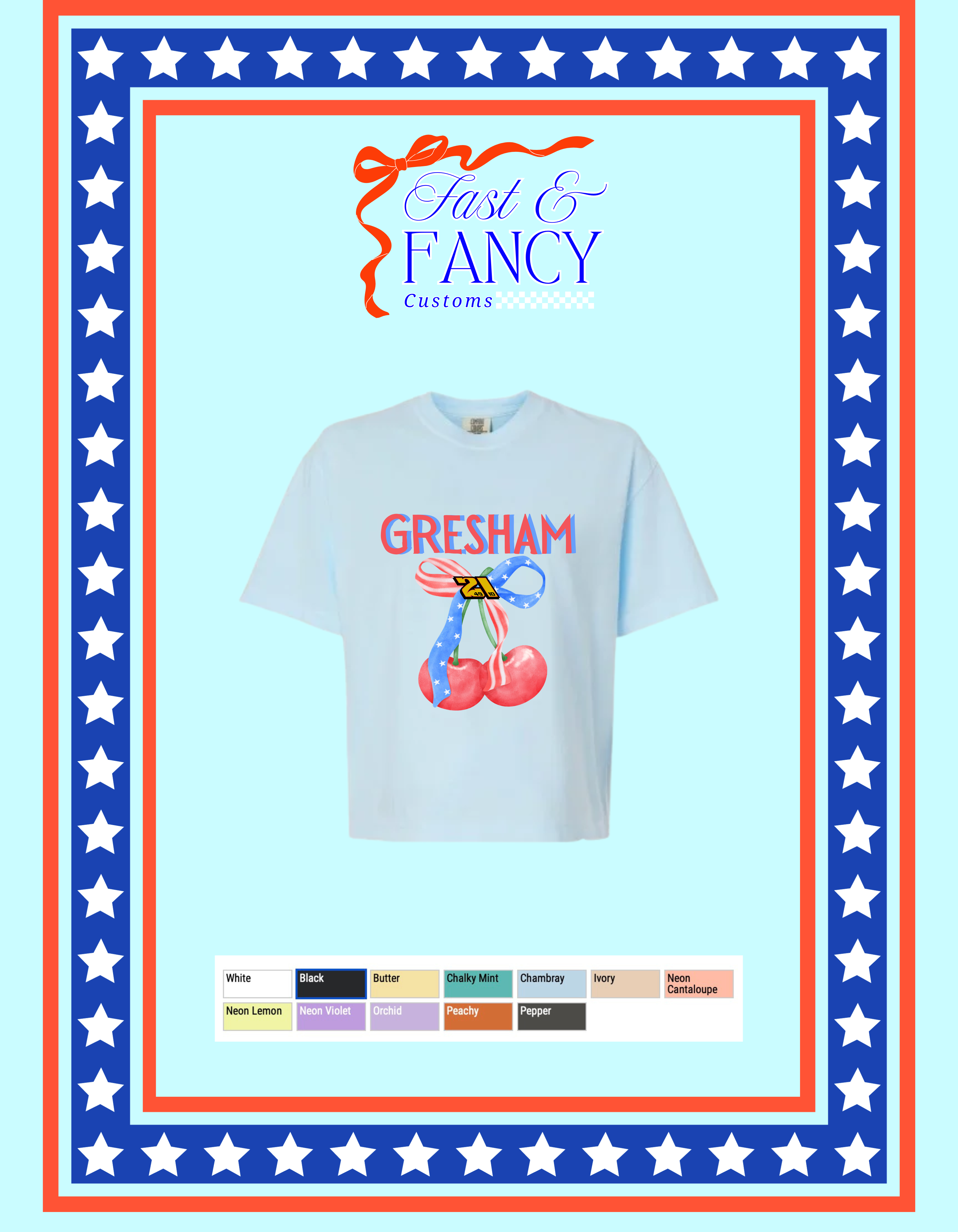 Comfort Color Crop Tee American Cherry Design