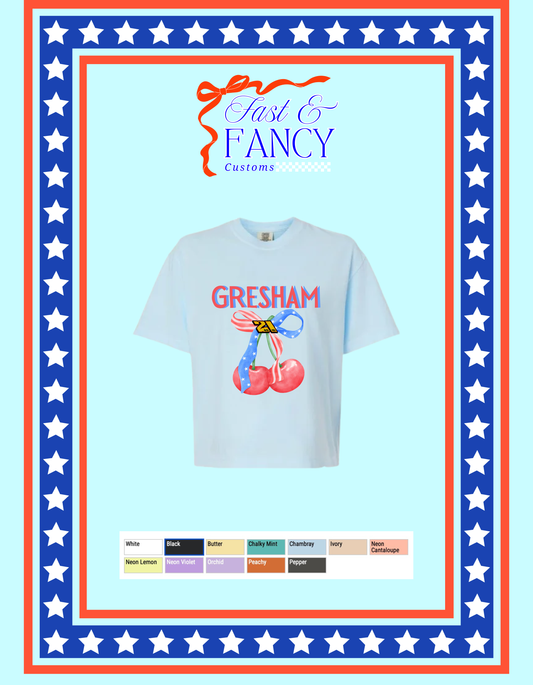 Comfort Color Crop Tee American Cherry Design