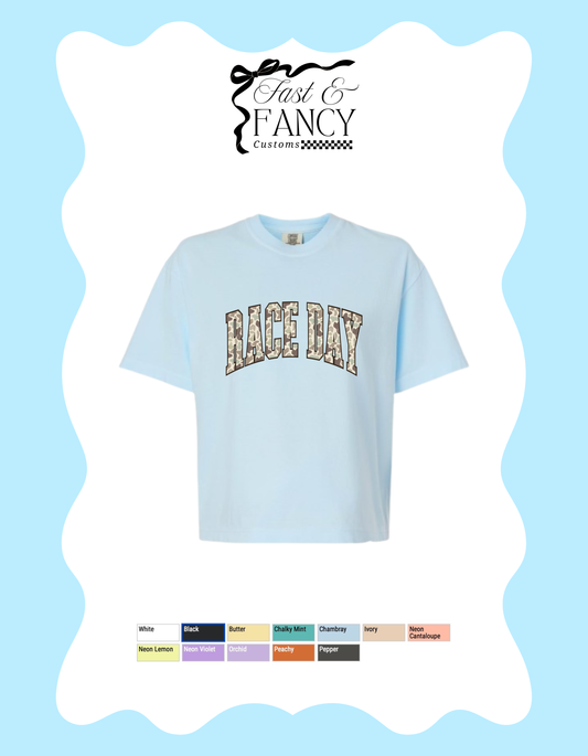 Comfort Color Race Day Cropped Boxy Tee (Choose Your Color Tee)