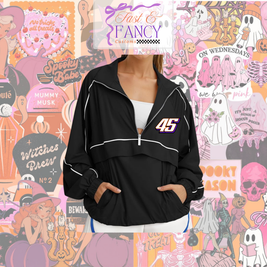 Black Quarter Zip Windbreaker