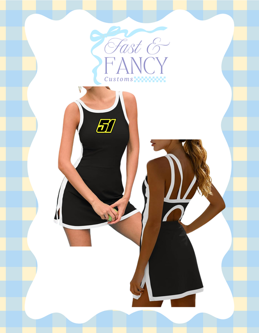 Black with white trim active dress