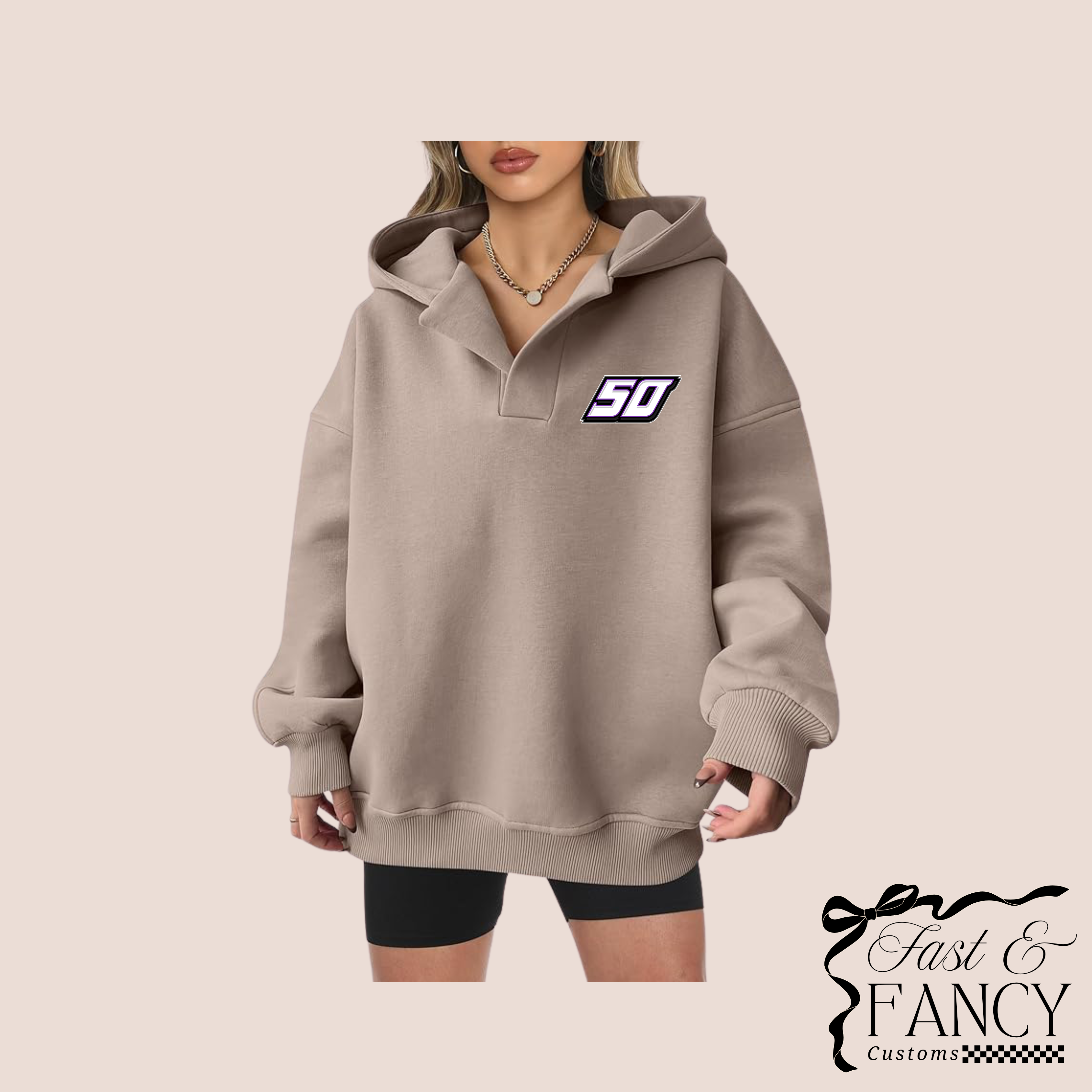 Oversized Hoodie V Neck