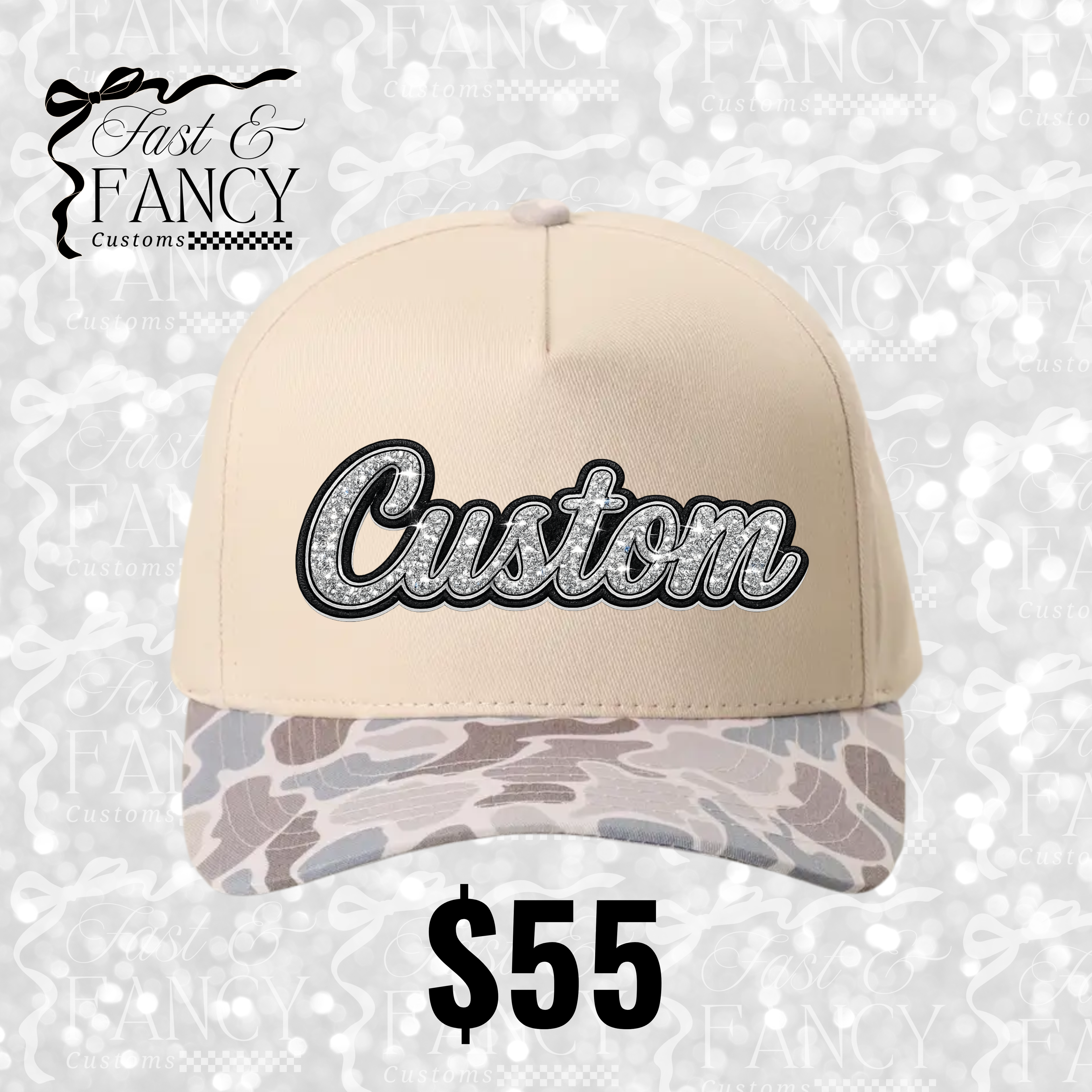 Custom Rhinestone Hat (Duck Camo)