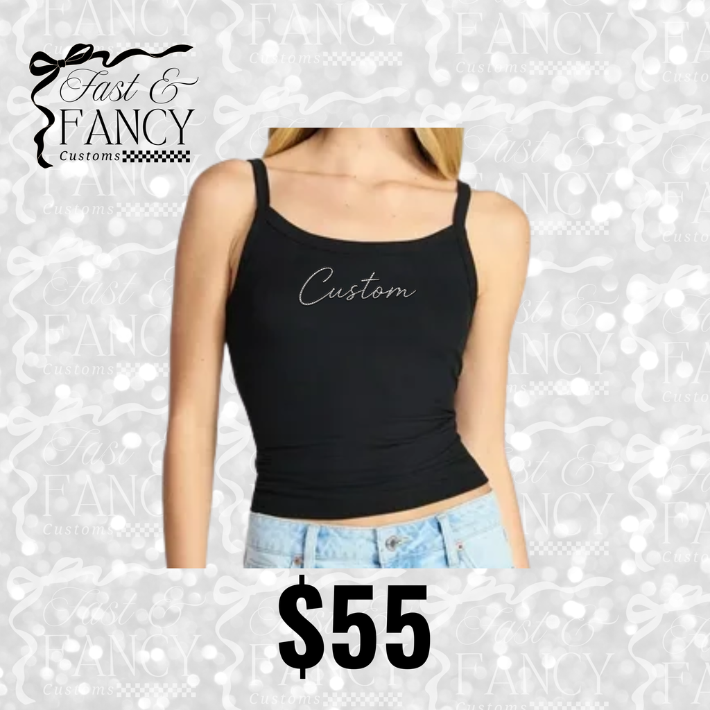 Black Ribbed Rhinestone Tank