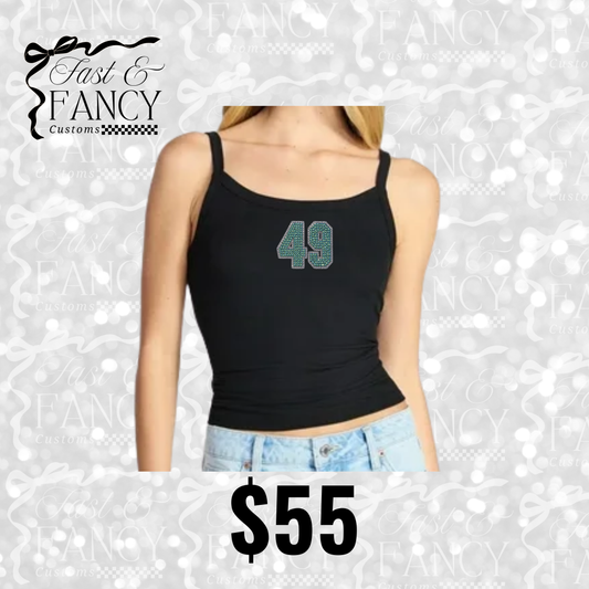 Black Ribbed Rhinestone Tank