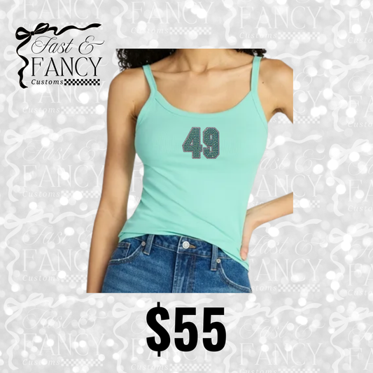 Jade Ribbed Rhinestone Tank