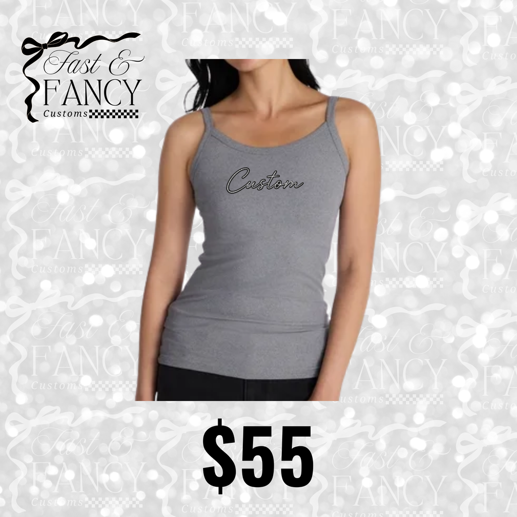 Grey Ribbed Rhinestone Tank