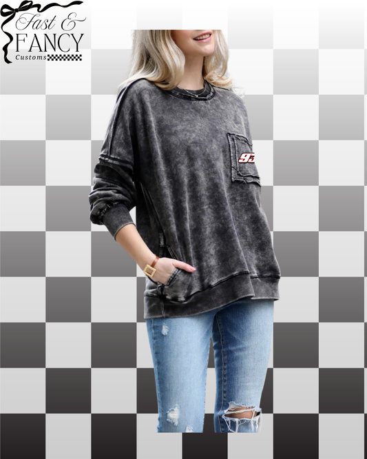 Acid Wash Pocket Crewneck