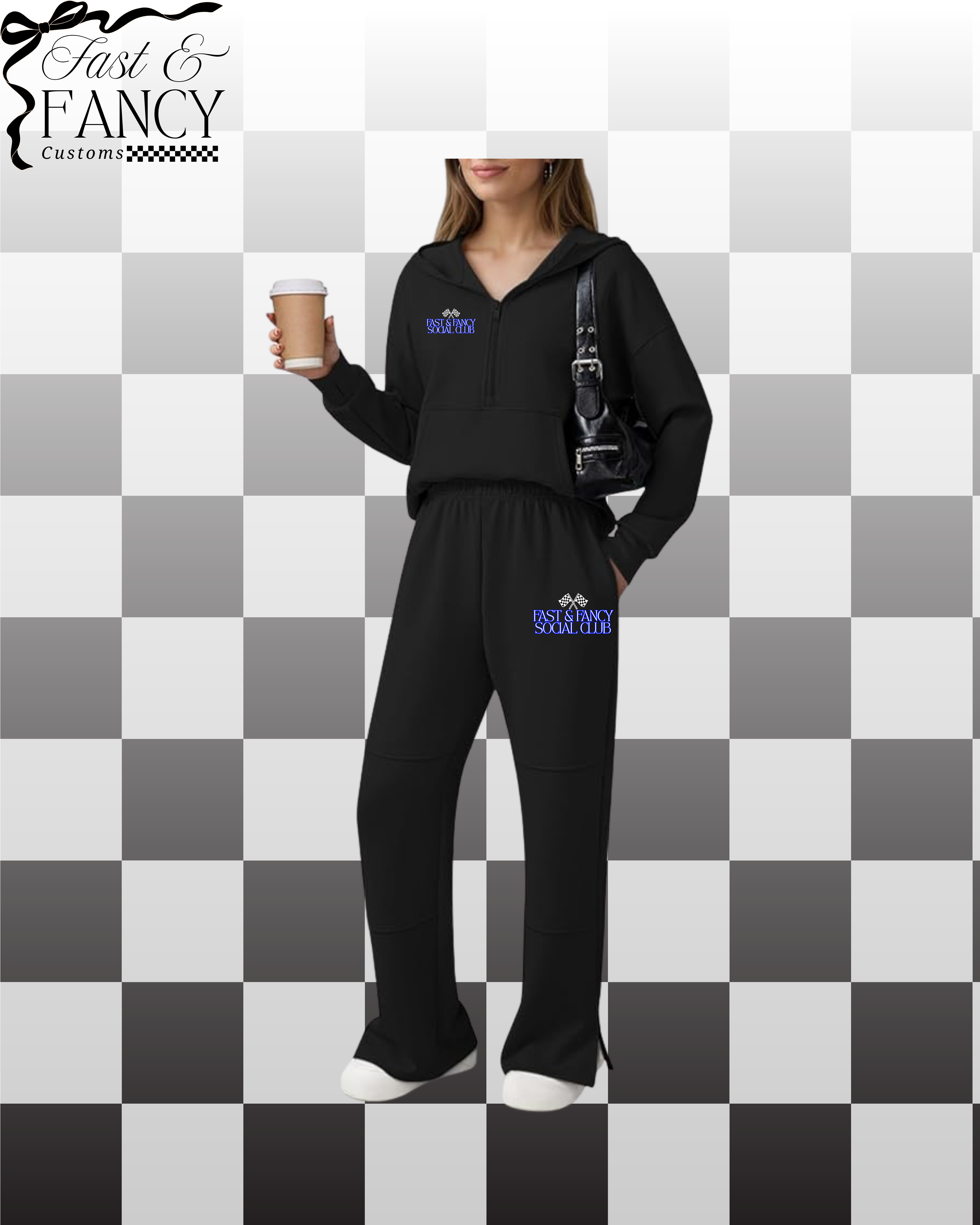 Black Quarter Zip Set