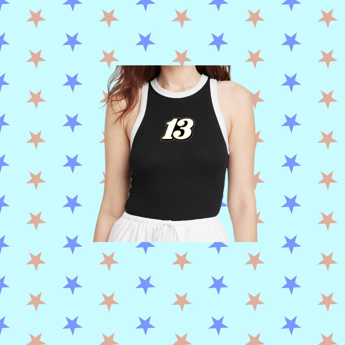 Black Ribbed Tank with White Lining