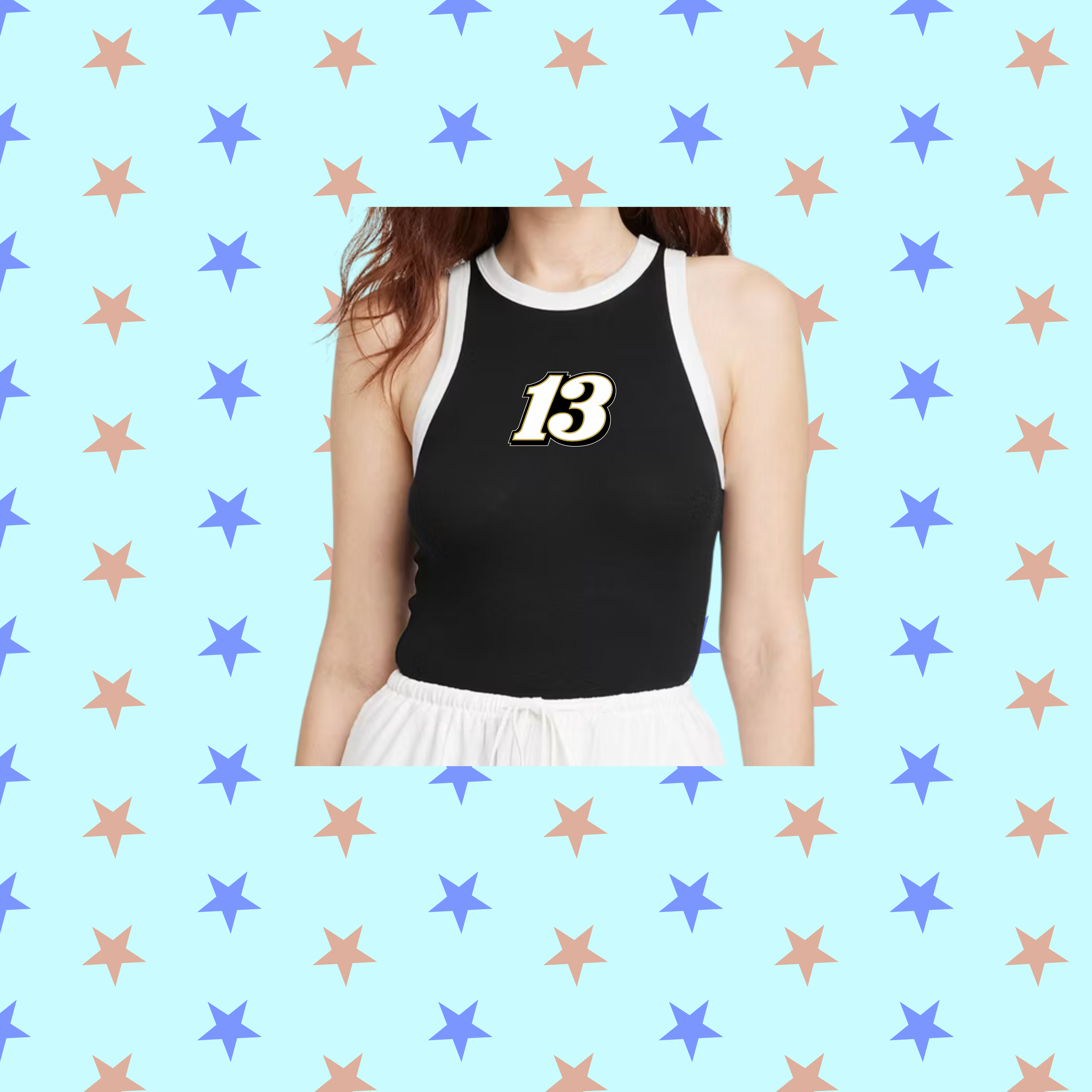 Black Ribbed Tank with White Lining