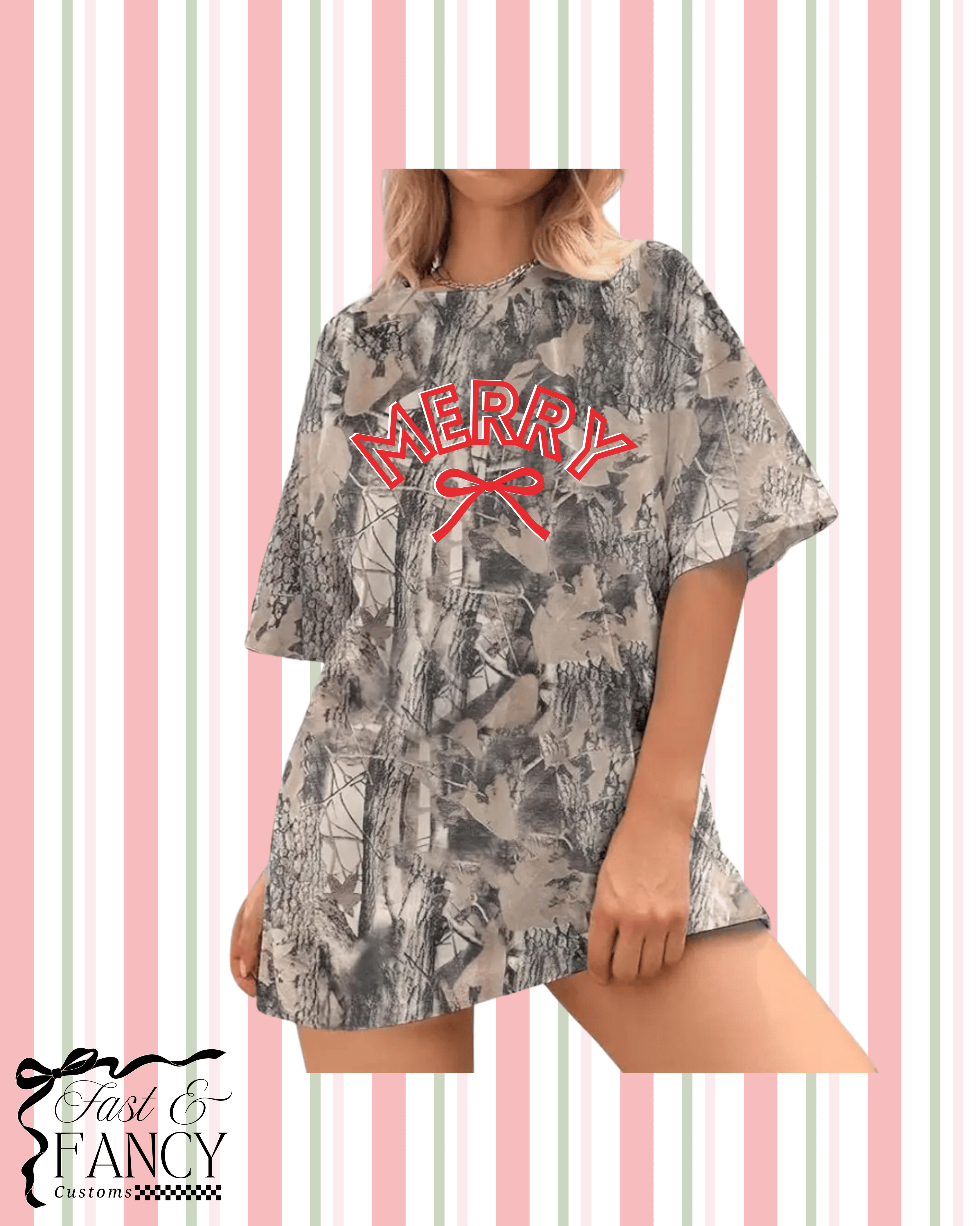 Oversized Christmas Camo Tshirt